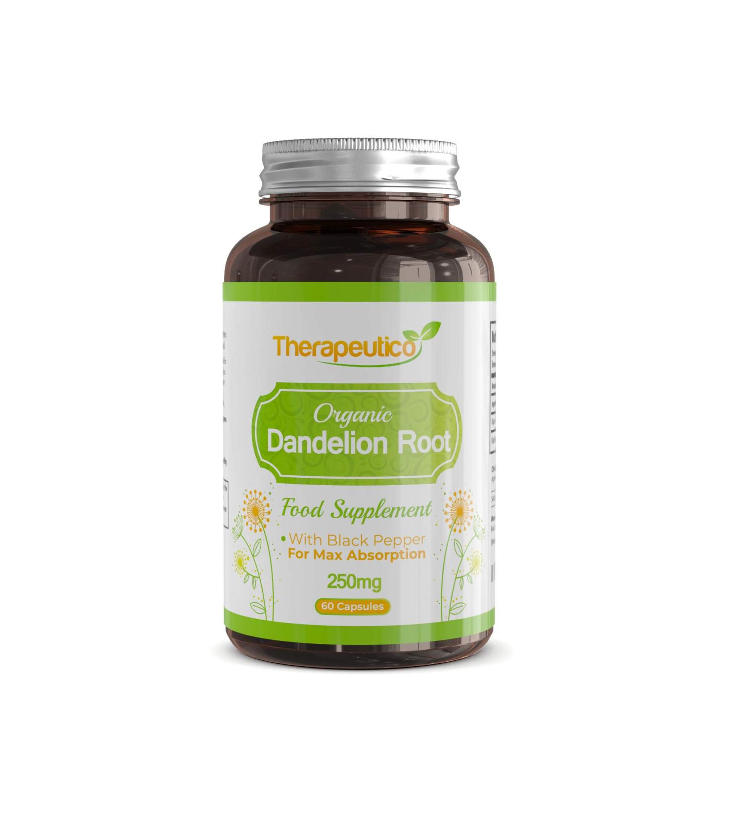 Organic Dandelion Root Capsules with Black Pepper | 60 Vegan Capsules | Maximum Absorption | Made in UK - Buy Online on GoSupps.com