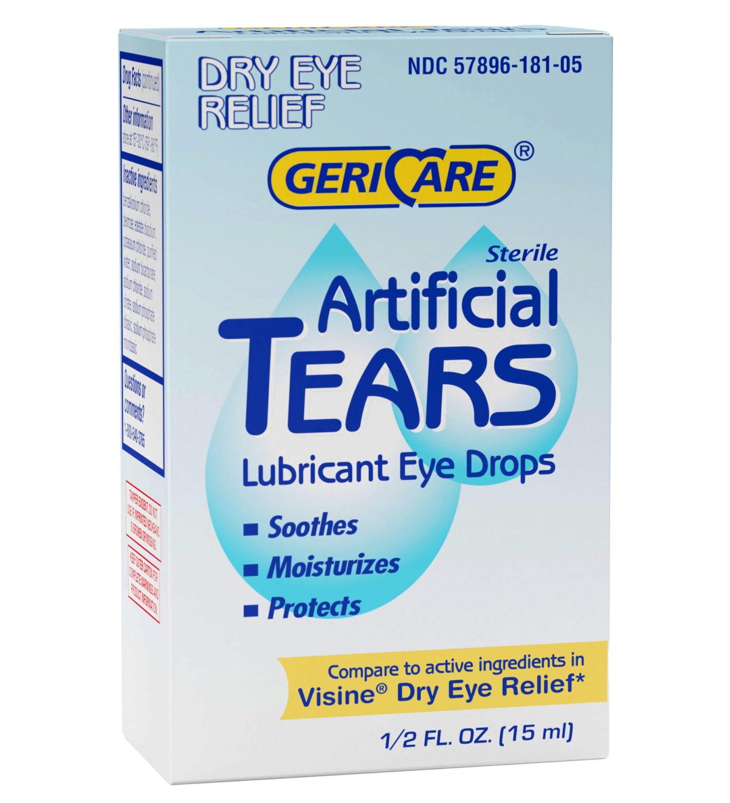 GeriCare Artificial Lubricating Tears - Long Lasting Dry Eyes Relief Drops 0.5 fl oz (15ml) - Ship Internationally - Buy Online on GoSupps.com