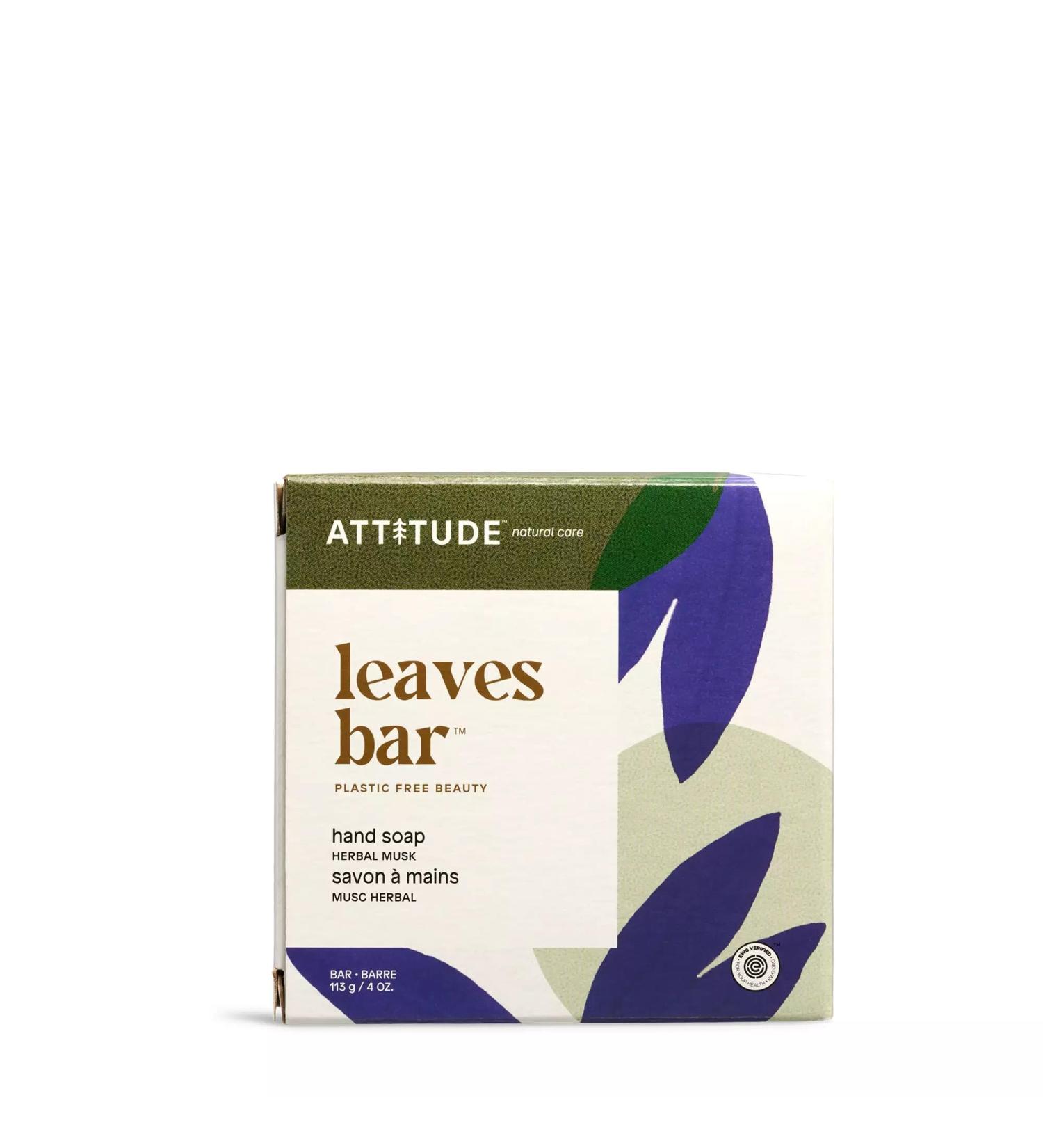 ATTITUDE Hand Wash Soap Bar EWG Verified Vegan and Plastic-free Body Care Herbal Musk 113 grams - Buy Online on GoSupps.com