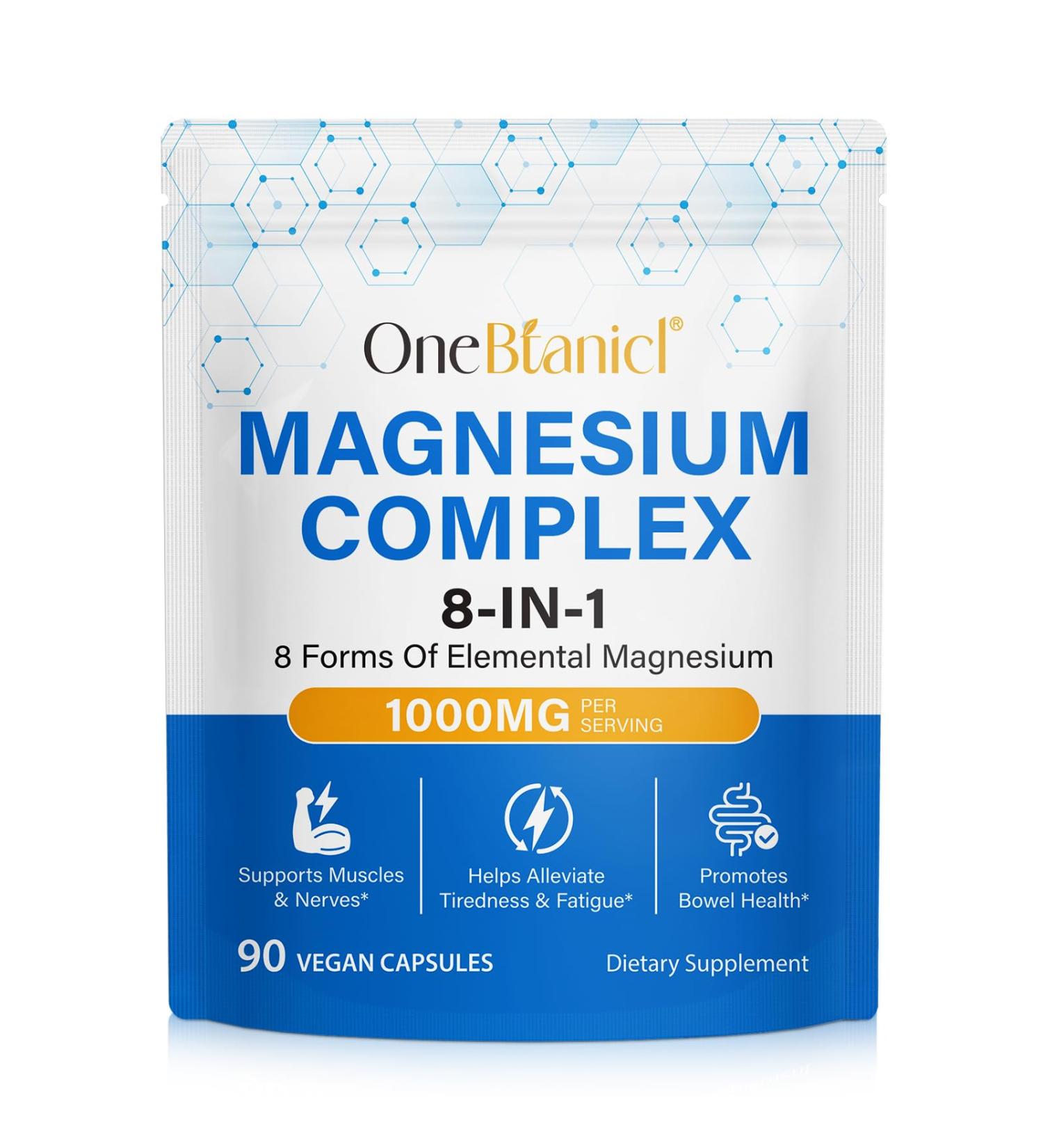 Magnesium Complex Supplement 1000mg with Magnesium Glycinate Citrate & Malate Supports Muscle Relaxation Sleep & Energy Non-GMO Gluten Free Vegan 90 Capsules - Buy Online on GoSupps.com