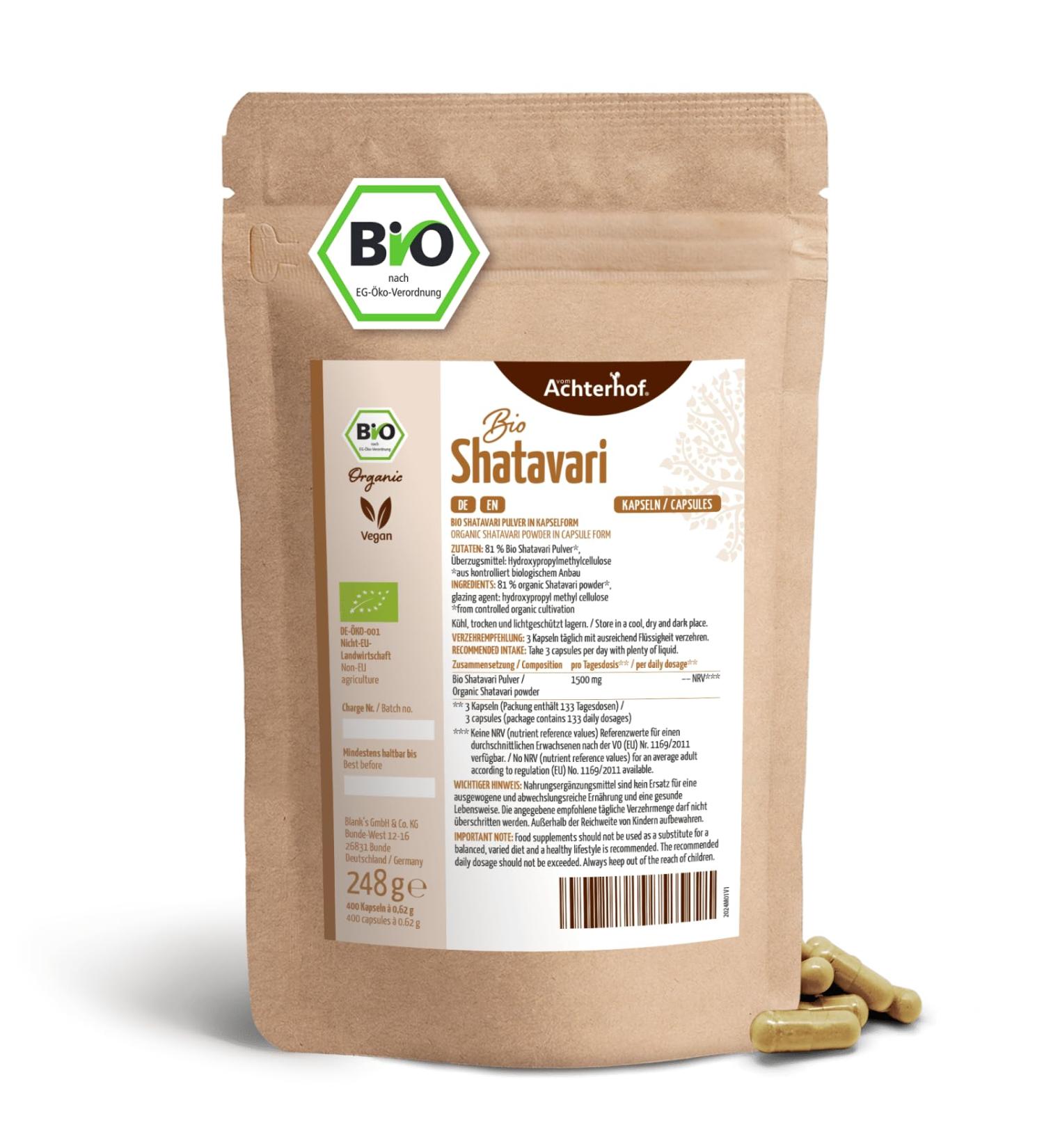 Shatavari Capsules Organic 400mg - 100% Pure Natural Refill Pack | Ayurvedic Women s Health | Vegan & Lab-Tested | Achterhof Quality - Buy Online on GoSupps.com