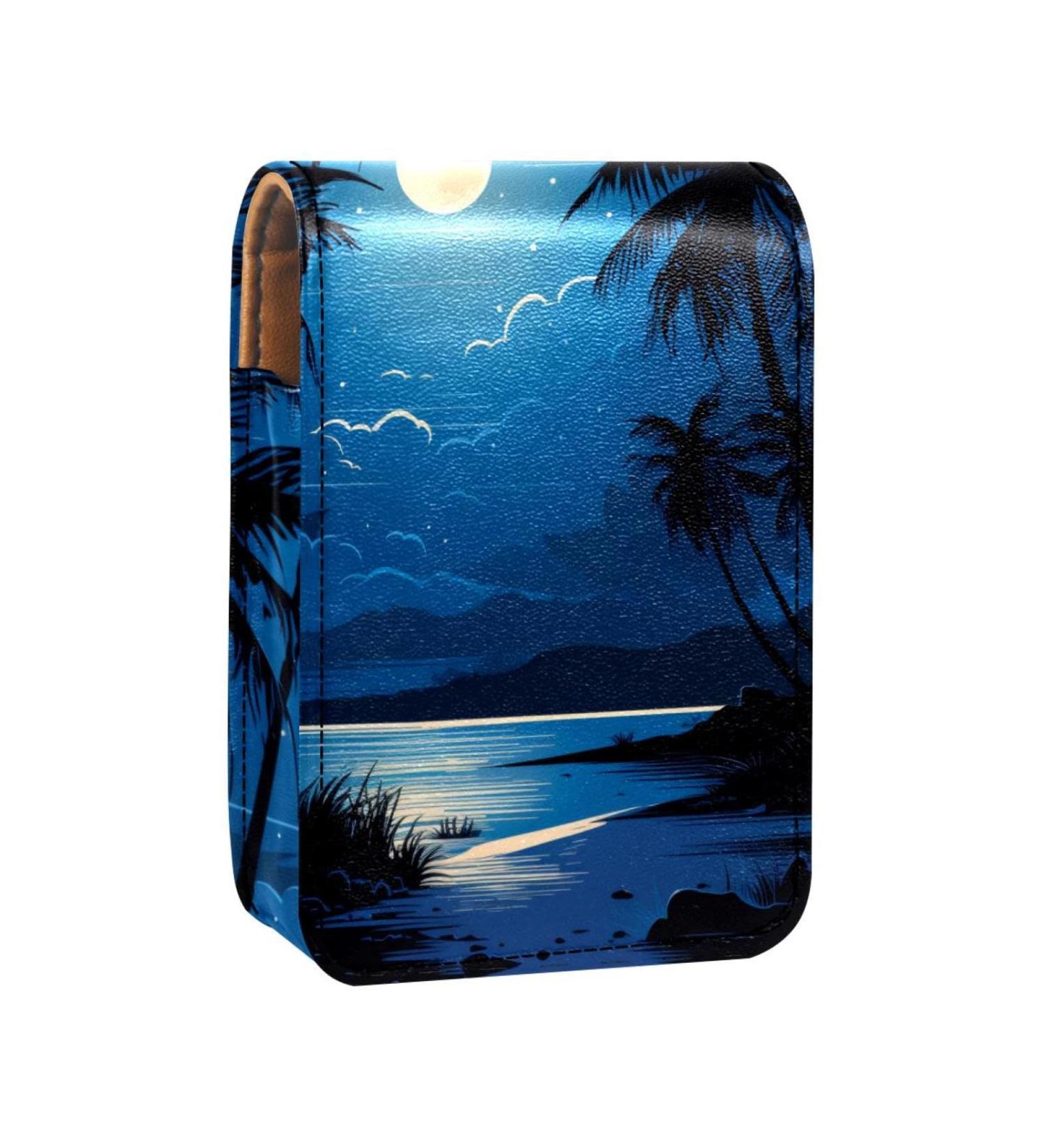 Shop Tropical Beach Lipstick Case | Leather Lip Gloss Organizer with Mirror - Mini Holder Bag R302f4fexi - Buy Online on GoSupps.com