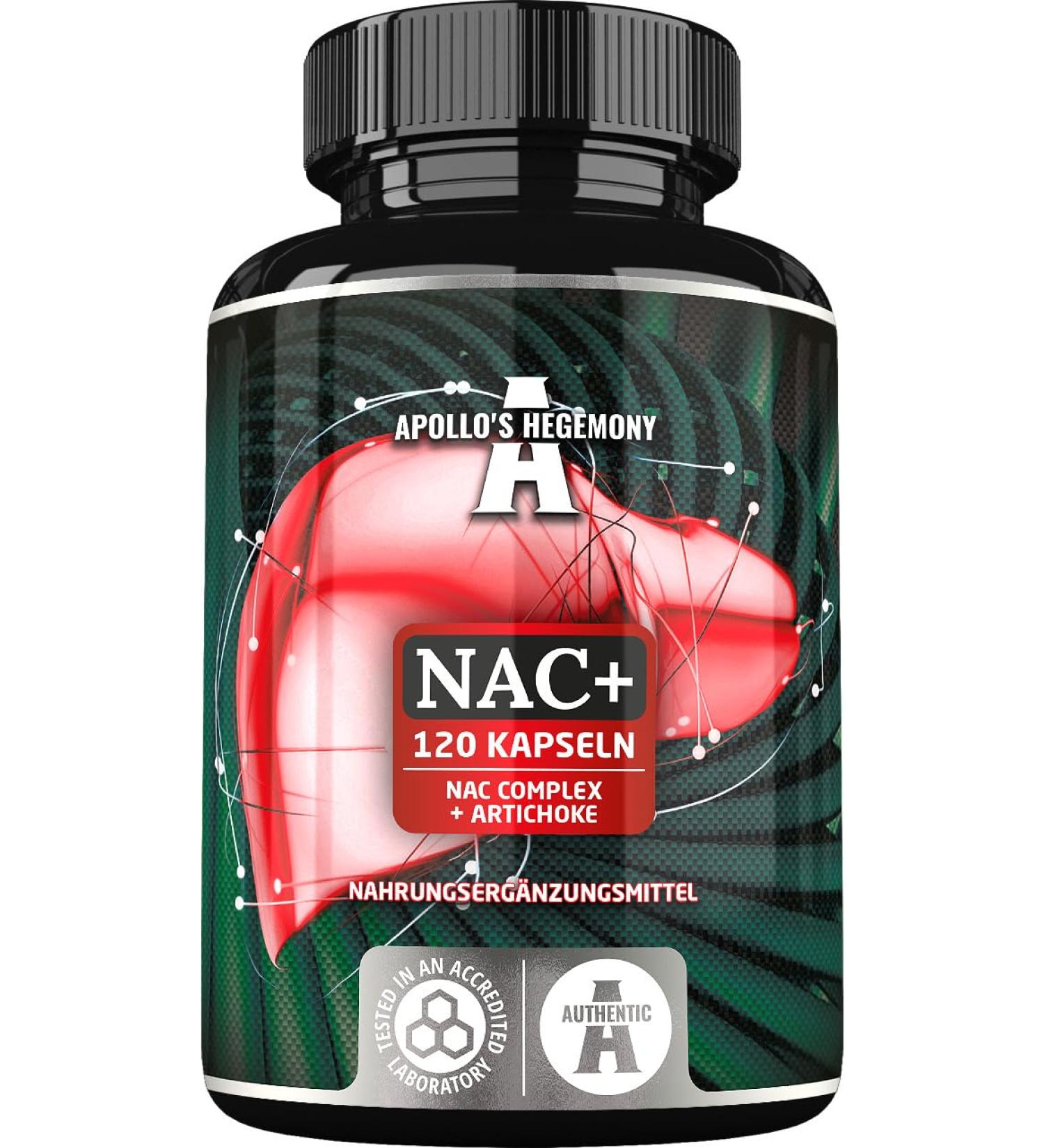 NAC+ 600 mg - N-Acetyl L-Cysteine & Artichoke Extract | 120 Vegan Capsules | Liver Support Amino Acid Supplement | Apollos Hegemony - Buy Online on GoSupps.com