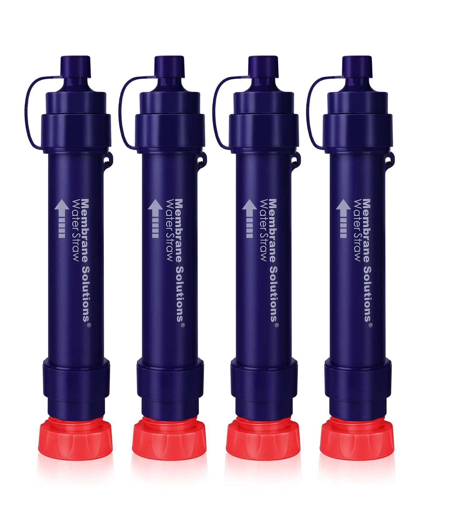 Membrane Solutions WS02 Water Filter Straw - 4-Stage 0.1-Micron Portable Camping Purifier - 5,000L Capacity - Survival Gear for Hiking, Travel, Emergency - 4 Pack - Buy Online on GoSupps.com