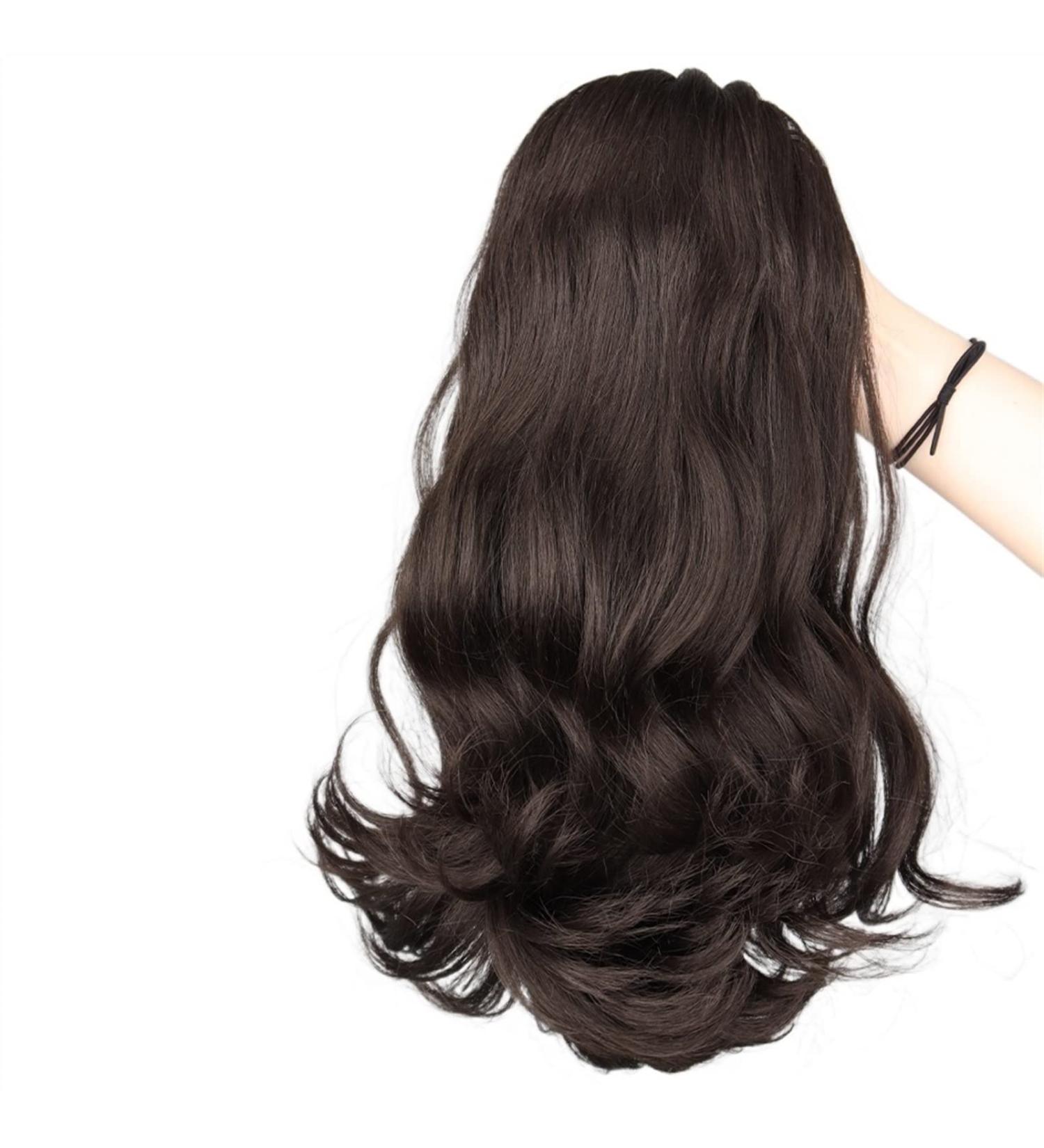 Ponytail Extensions Tail Hair Extension for Women Synthetic 18" Tail Warping Straight Drawstring Ponytail Hairpiece Black Pony for Women(Color:4) 45cm 4 - Buy Online on GoSupps.com