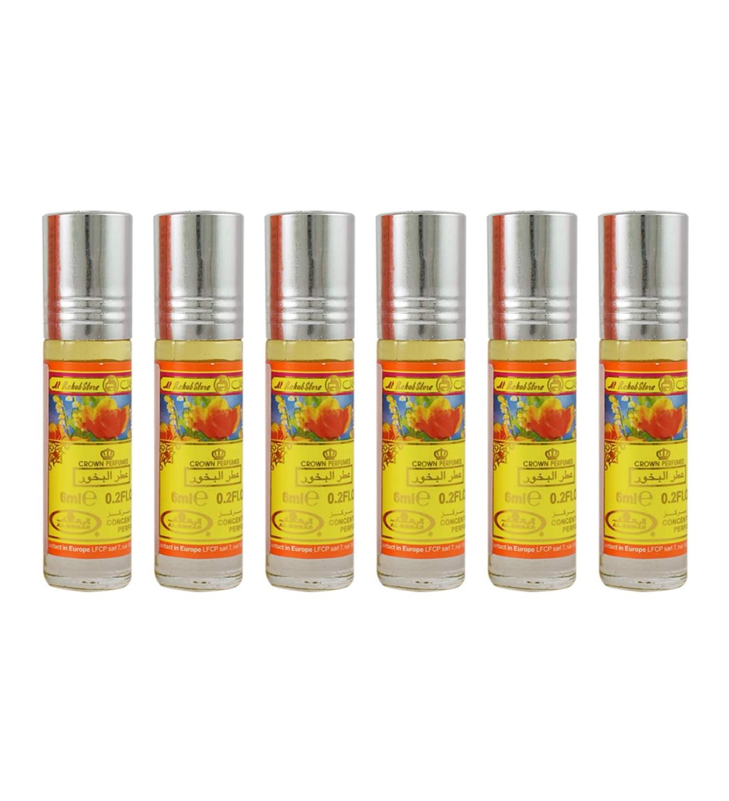 Al-Rehab Bakhour Concentrated Perfume Rollerball for Unisex 6 Ml/0.20 Oz (Pack Of 6) Amber Wood 0.2 Fl Oz (Pack of 6)