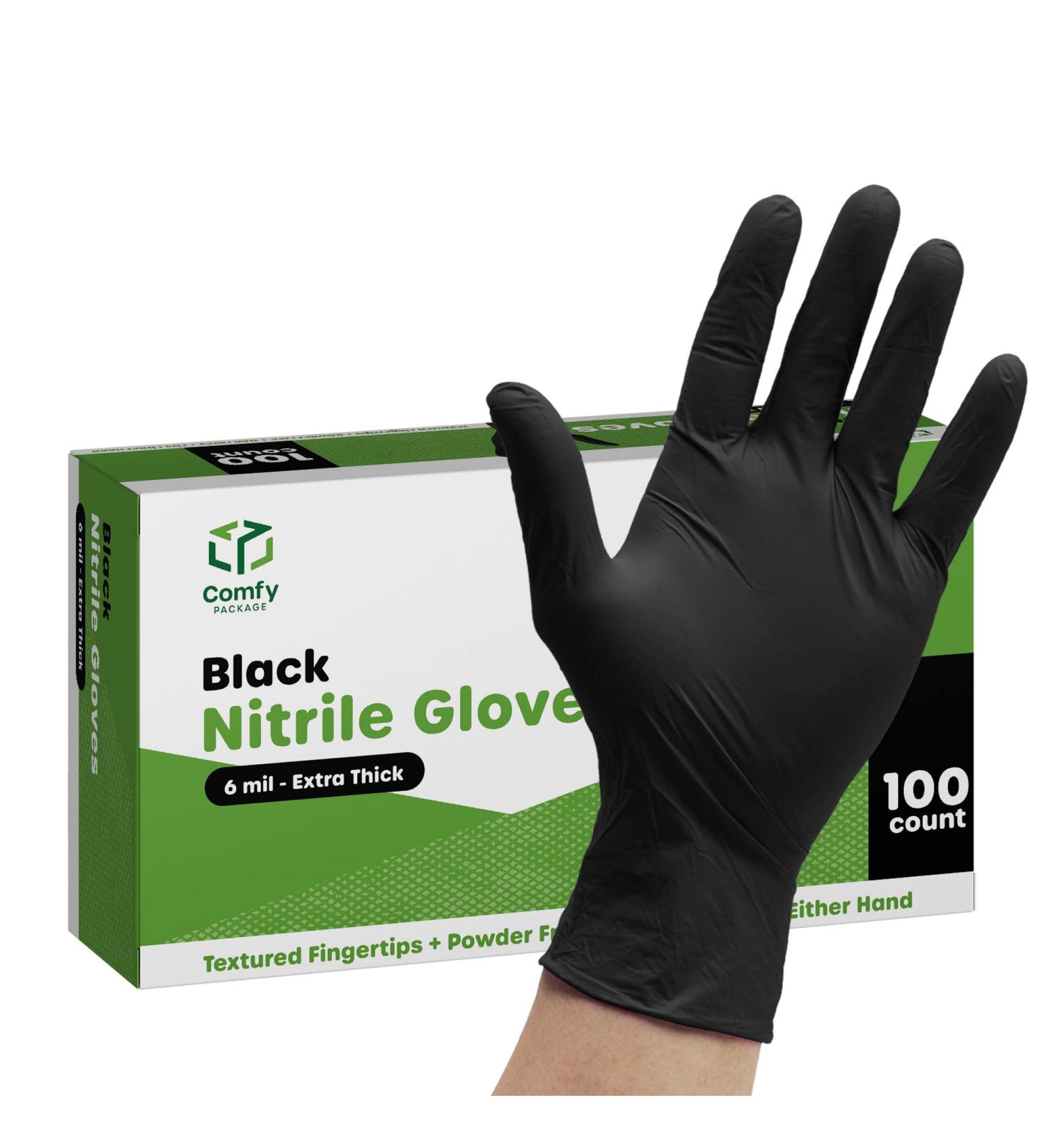 100 Count Black Nitrile Disposable Gloves 6 Mil. Chemical Resistance  Latex & Powder Free  Textured Fingertips Gloves 100 Medium (Pack of 100) - Buy Online on GoSupps.com