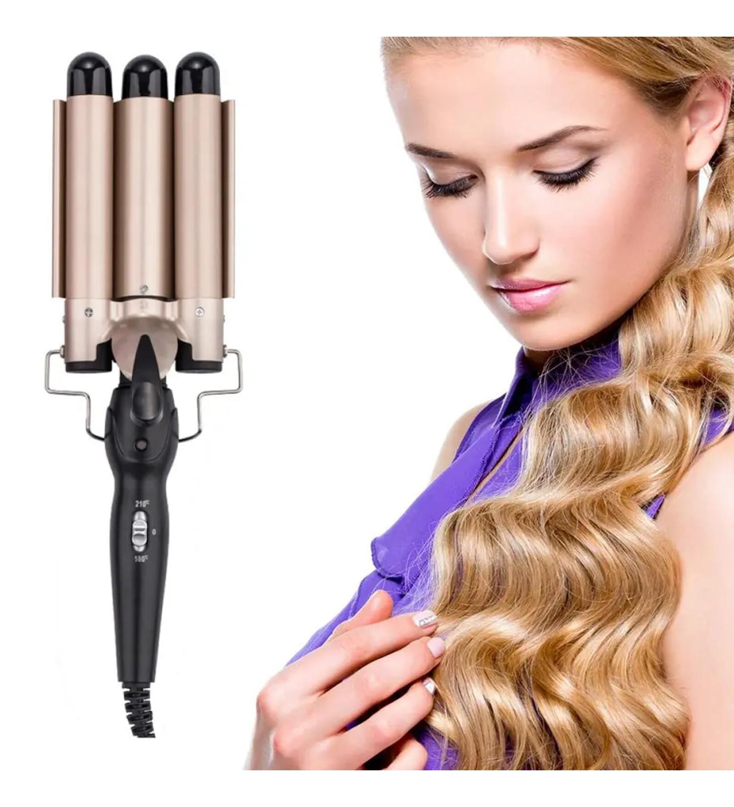 Yuehuam 3 Barrel Curling Iron Wand Two Temperature Adjustments Hair Waver Curling Iron for Long Hair Ceramic Curling Wand Gift for Women for Women or Girls - Buy Online on GoSupps.com