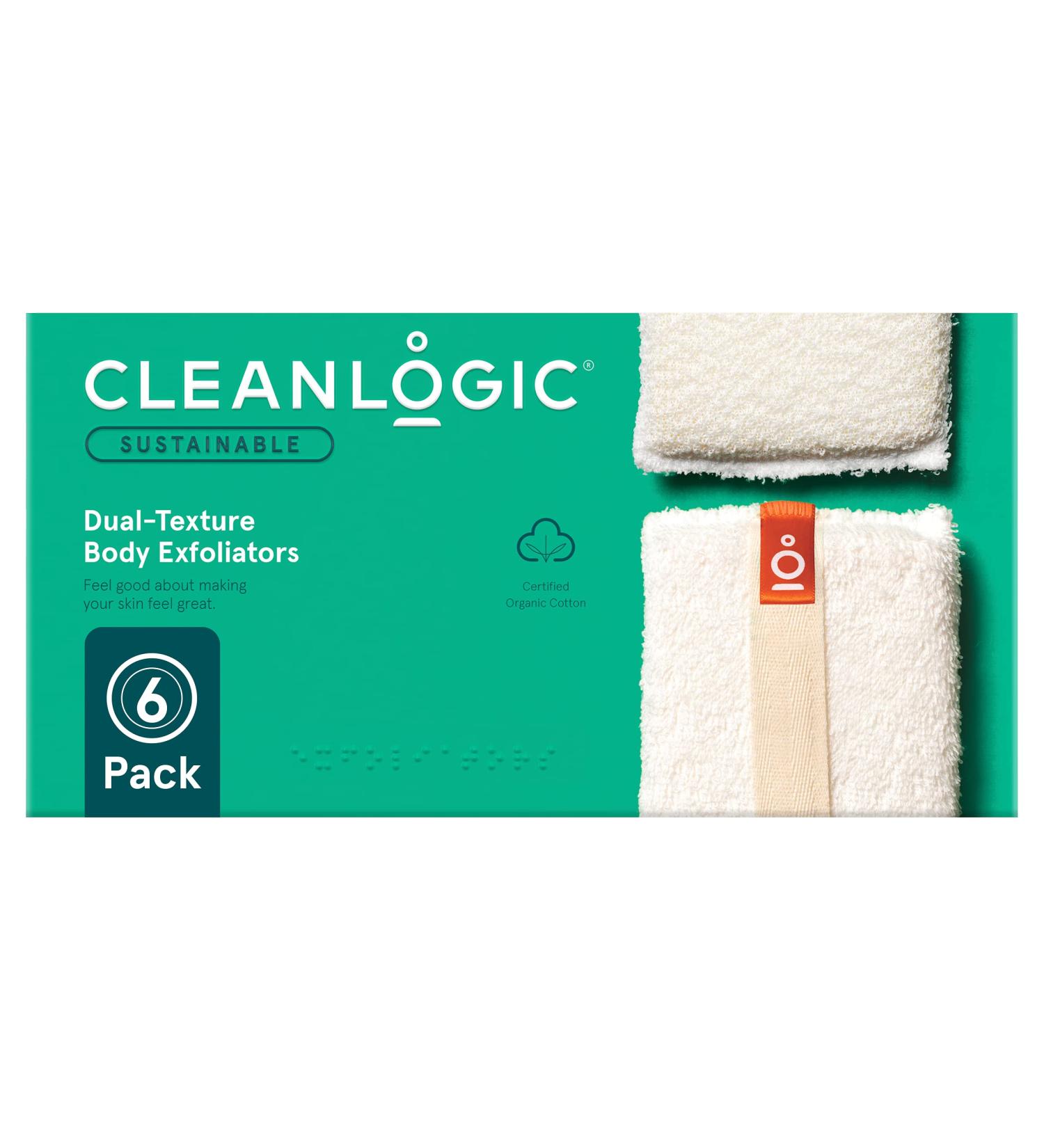 Cleanlogic Organic Cotton Exfoliating Body Scrubbers - 6 Count - Buy Online on GoSupps.com