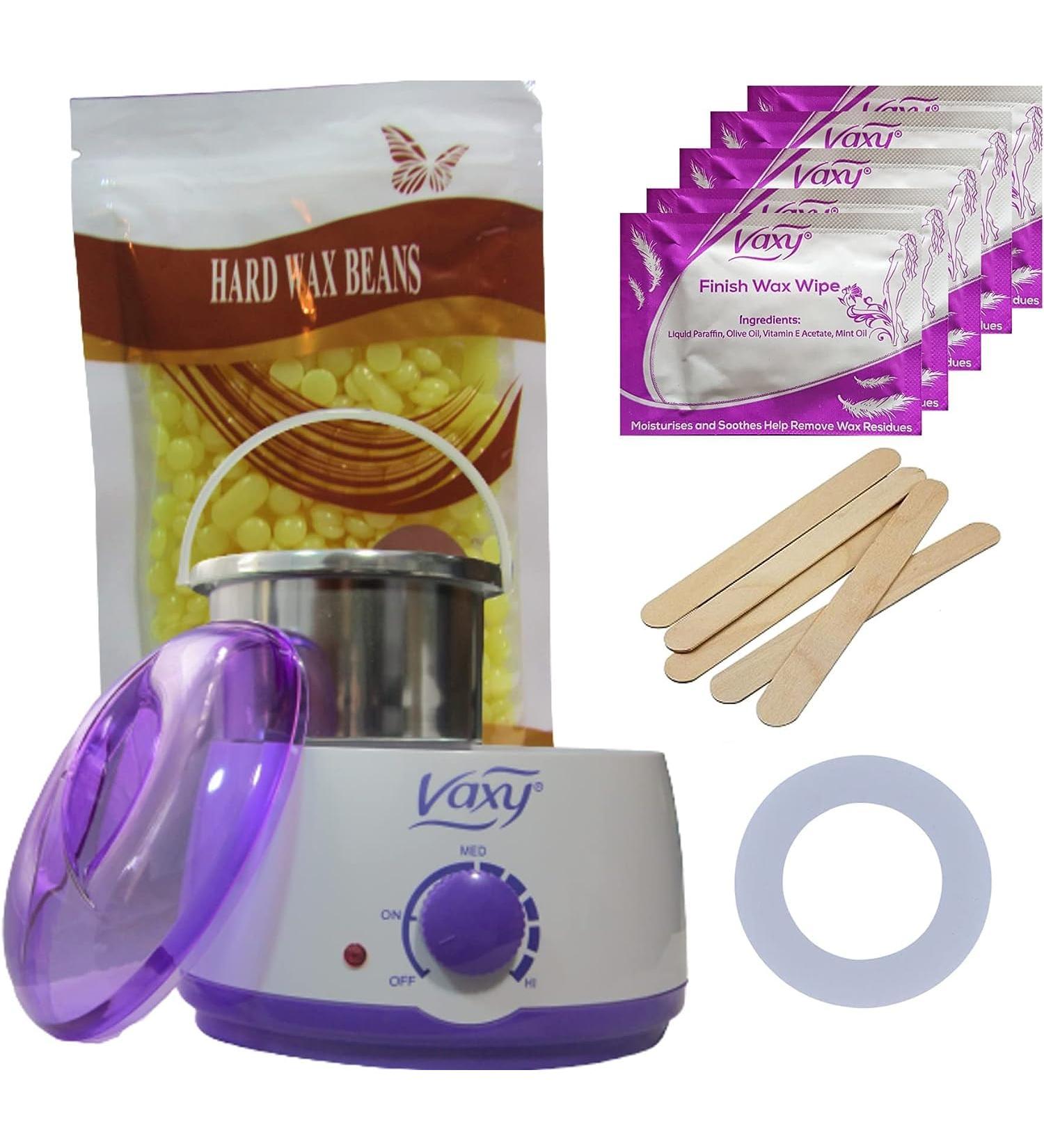 Vaxy Waxing Kit Wax Warmer Electric Wax Pot Heater with Accessories A Complete at-Home Hair Removal Wax Kit Painless Hard Wax for full Body face Bikini Area Eyebrows Lemon - Buy Online on GoSupps.com