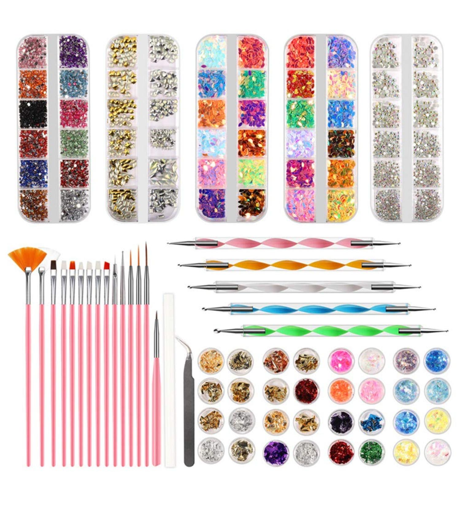 RIYAN Nail Tools Set Manicure Varnish Starry Foil Sticker Glitter Flake Drill Nail Art Pen - Buy Online on GoSupps.com