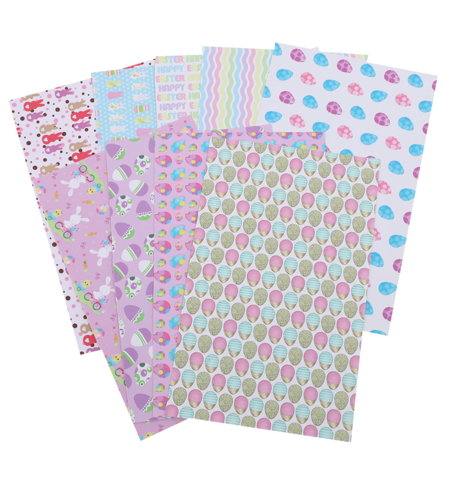 Lurrose 9 sheets Faux Pu Fabric Handmade Egg Making Themed Diy Jewelry Leather Artificial Printing - Buy Online on GoSupps.com