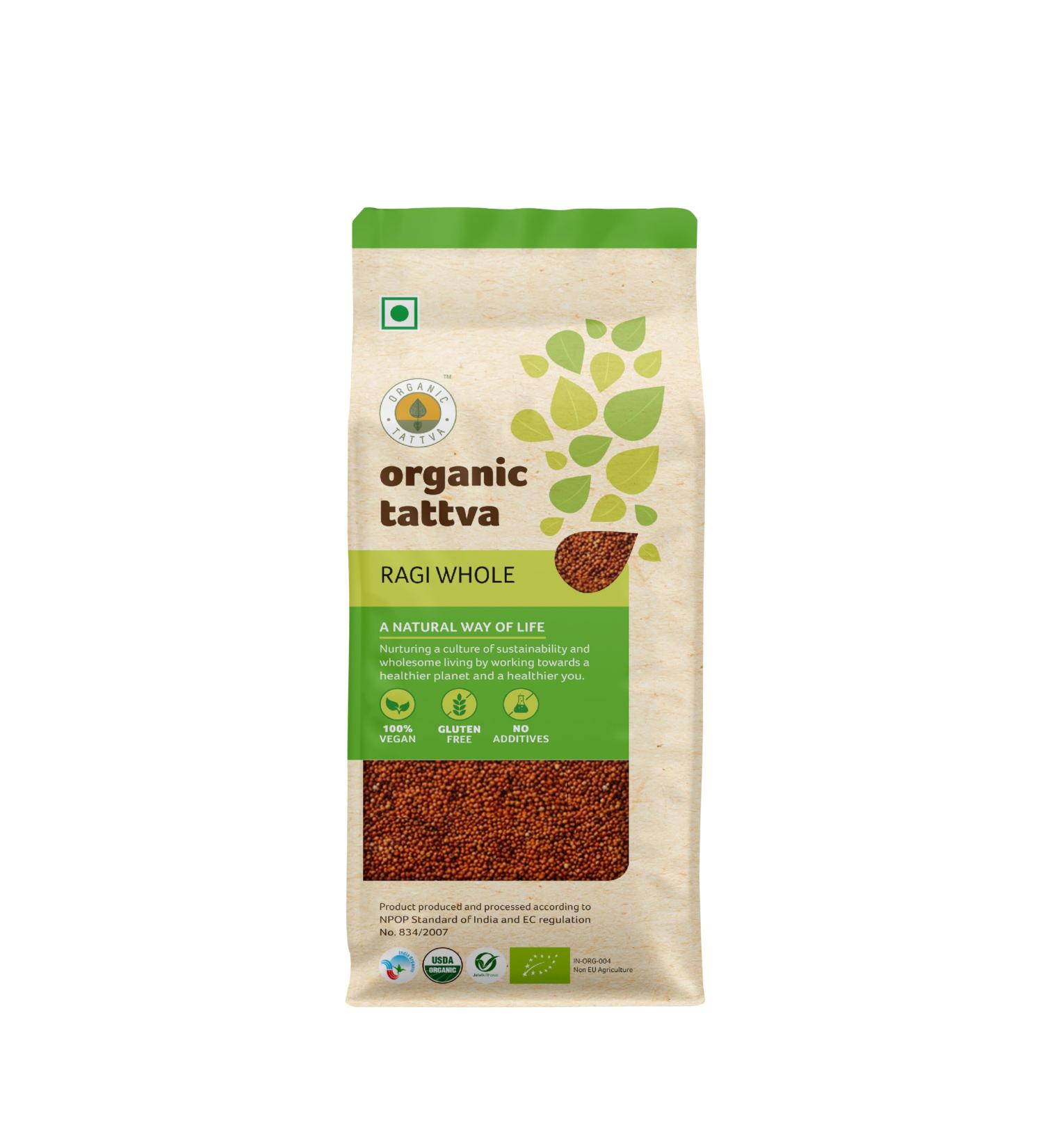 Organic Tattva Ragi Whole Finger Millet 500g Certified by USDA - Buy Online on GoSupps.com