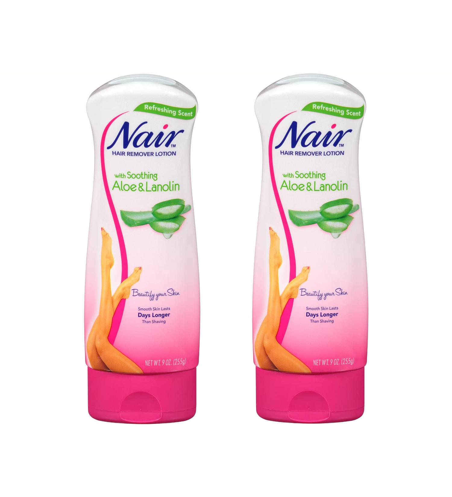 Nair Hair Removal Lotion with Aloe & Lanolin - 9 oz (2 Pack) | Gentle and Effective Hair Removal Solution - Buy Online on GoSupps.com