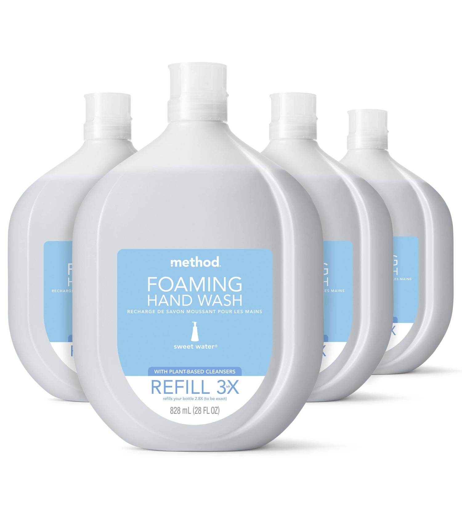 Method Foaming Hand Soap Refill Sweet Water 28 fl oz (Pack of 4) - Biodegradable Formula, Recyclable Bottle - Buy Online on GoSupps.com
