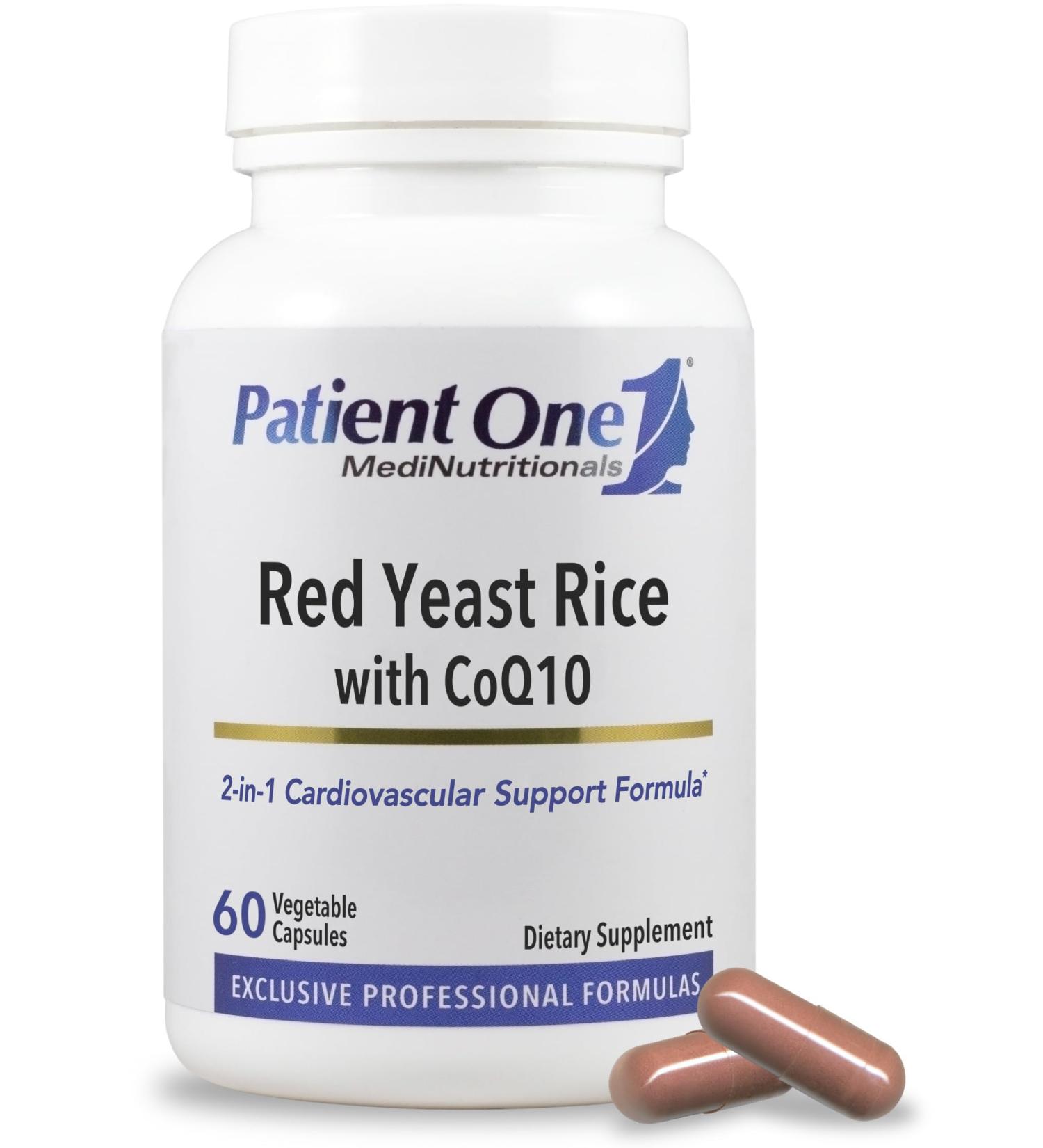 Patient One Red Yeast Rice with CoQ10 | Supplement to Support Heart Health and Healthy Lipid Metabolism* | 600 mg RYR and 50 mg CoQ10 | 60 Capsules - Buy Online on GoSupps.com