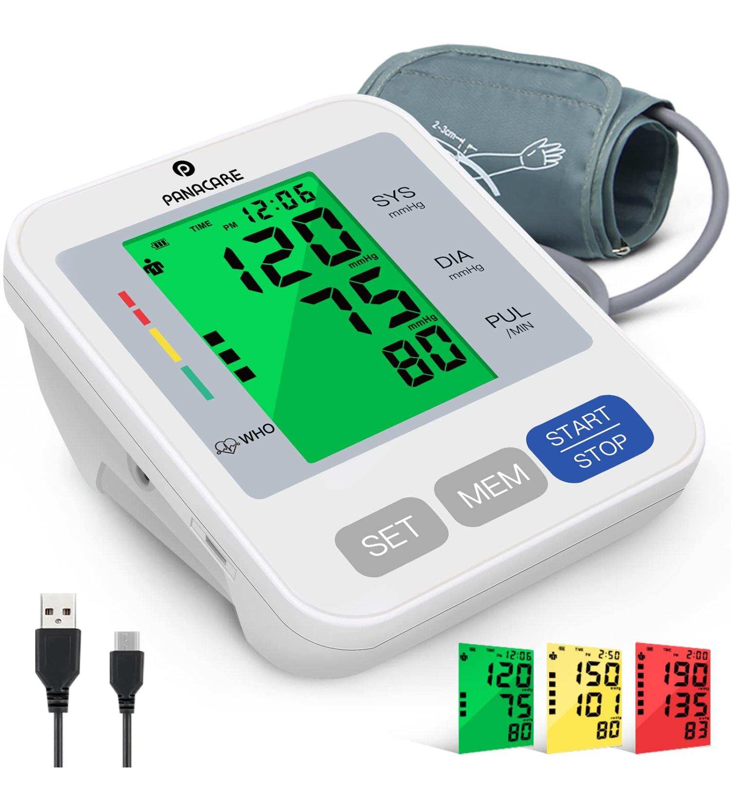 PANACARE Upper Arm Blood Pressure Monitor with XL Cuff for Home Use - 3.4'' Tri-Color Backlight Screen, Audio Reading, Automatic Electronic BP Meter - Buy Online on GoSupps.com