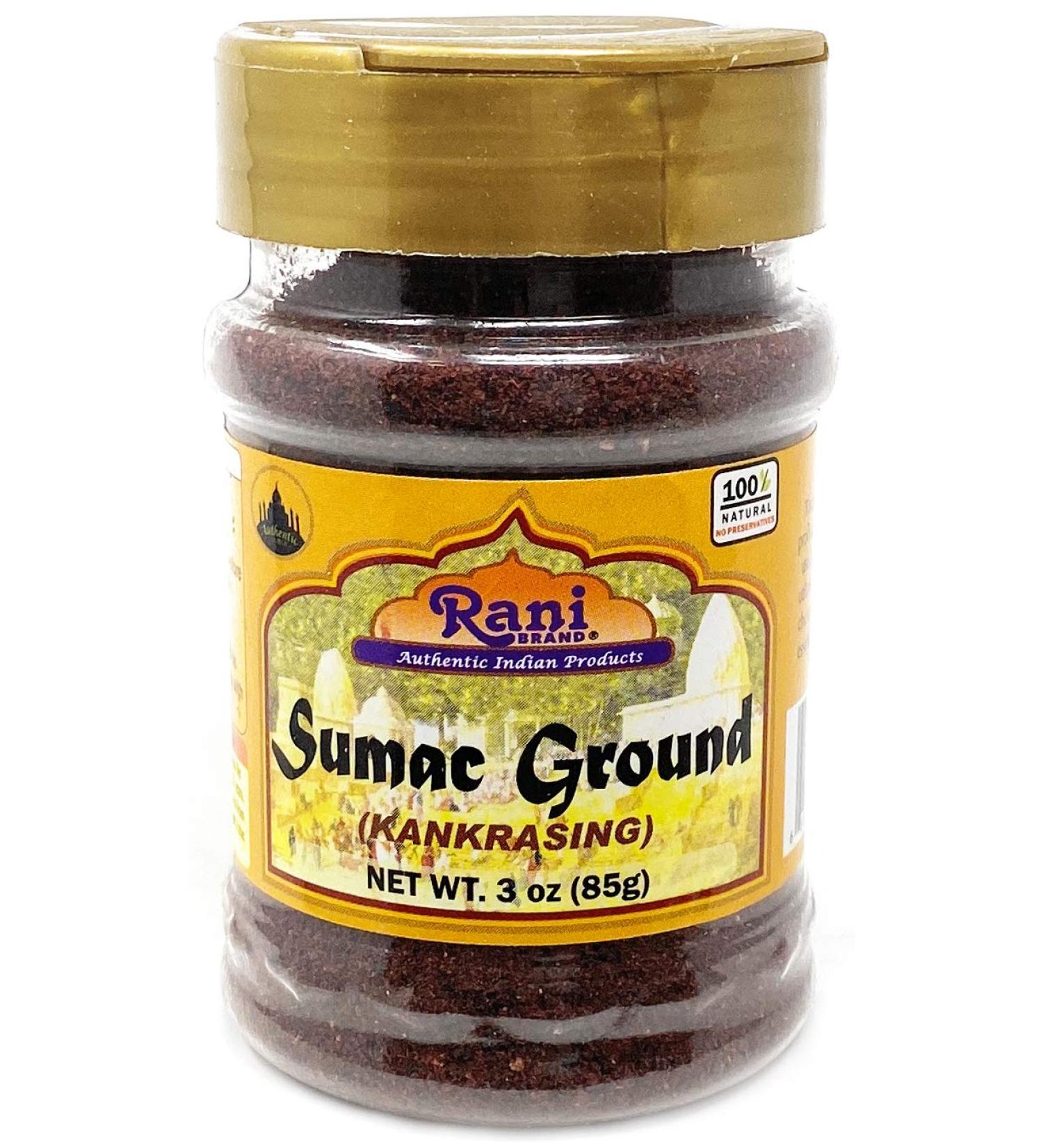 Rani Sumac (Sumak) Spice Ground Powder 3oz (85g) PET Jar All Natural Salt-Free | Vegan | No Colors | Gluten Friendly | NON-GMO - Buy Online on GoSupps.com