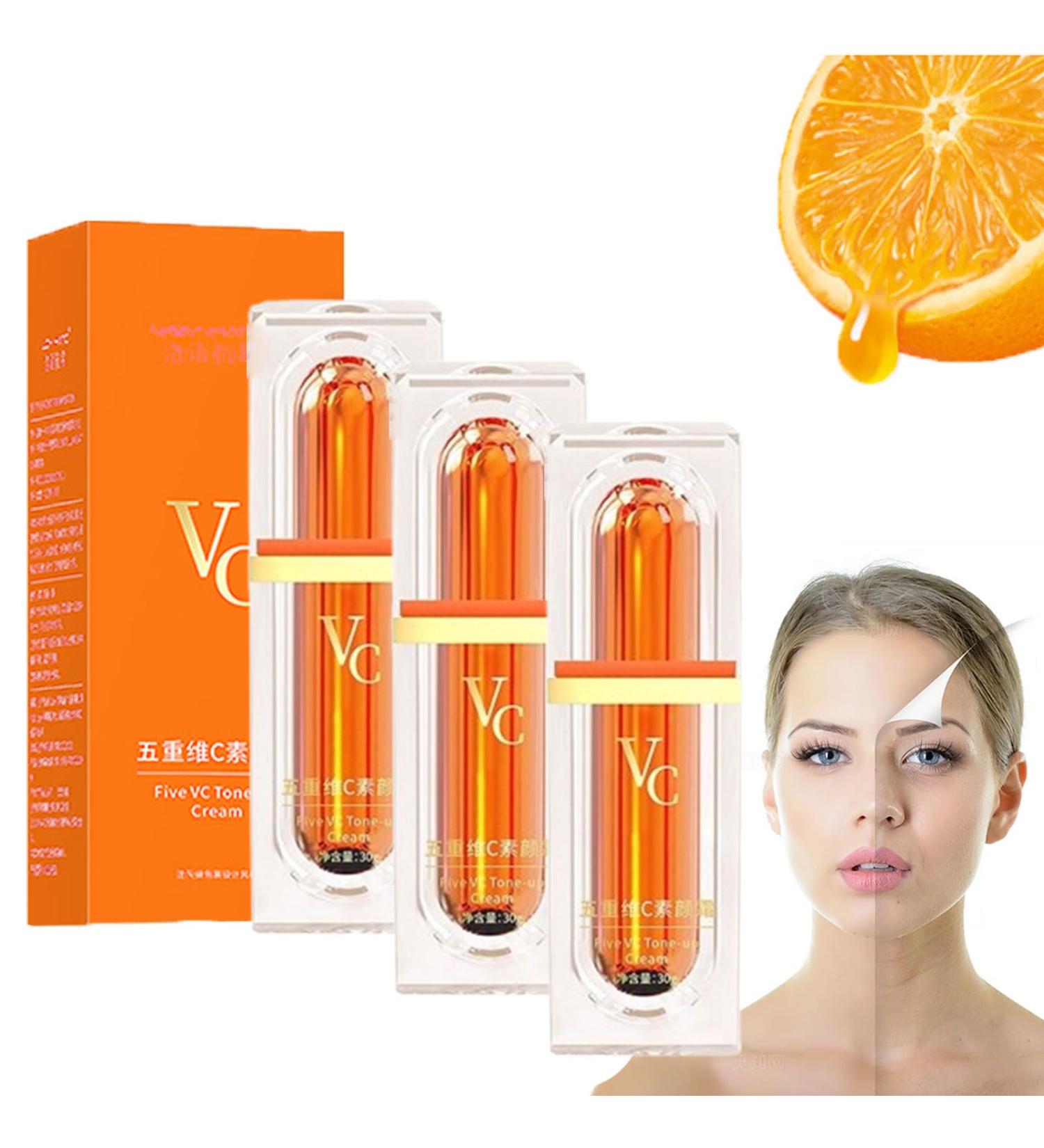 Multi-Vc Natural Makeup Cream Five Vitamin C Natural Makeup Cream Five Vitamin C Tone-Up Foundation Cream Five Vitamin C Cream For Face Vitamin C Face Serum Moisturizer Cream (3pcs) - Buy Online on GoSupps.com