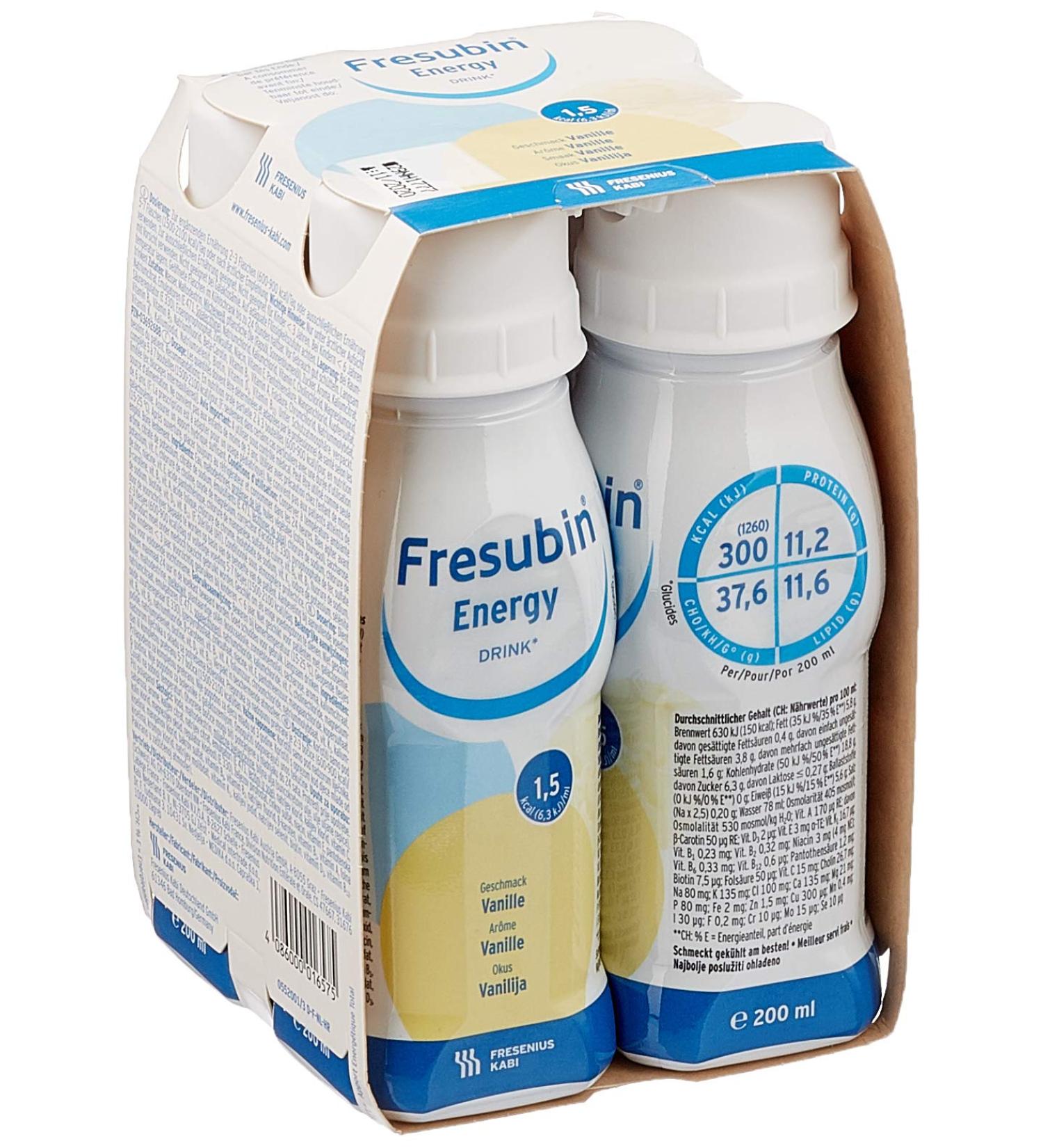 Fresubin Energy Drink Vanilla - Liquid Food Pack of 24 (6 x 4 x 200 ml) - International Shipping Available - Buy Online on GoSupps.com