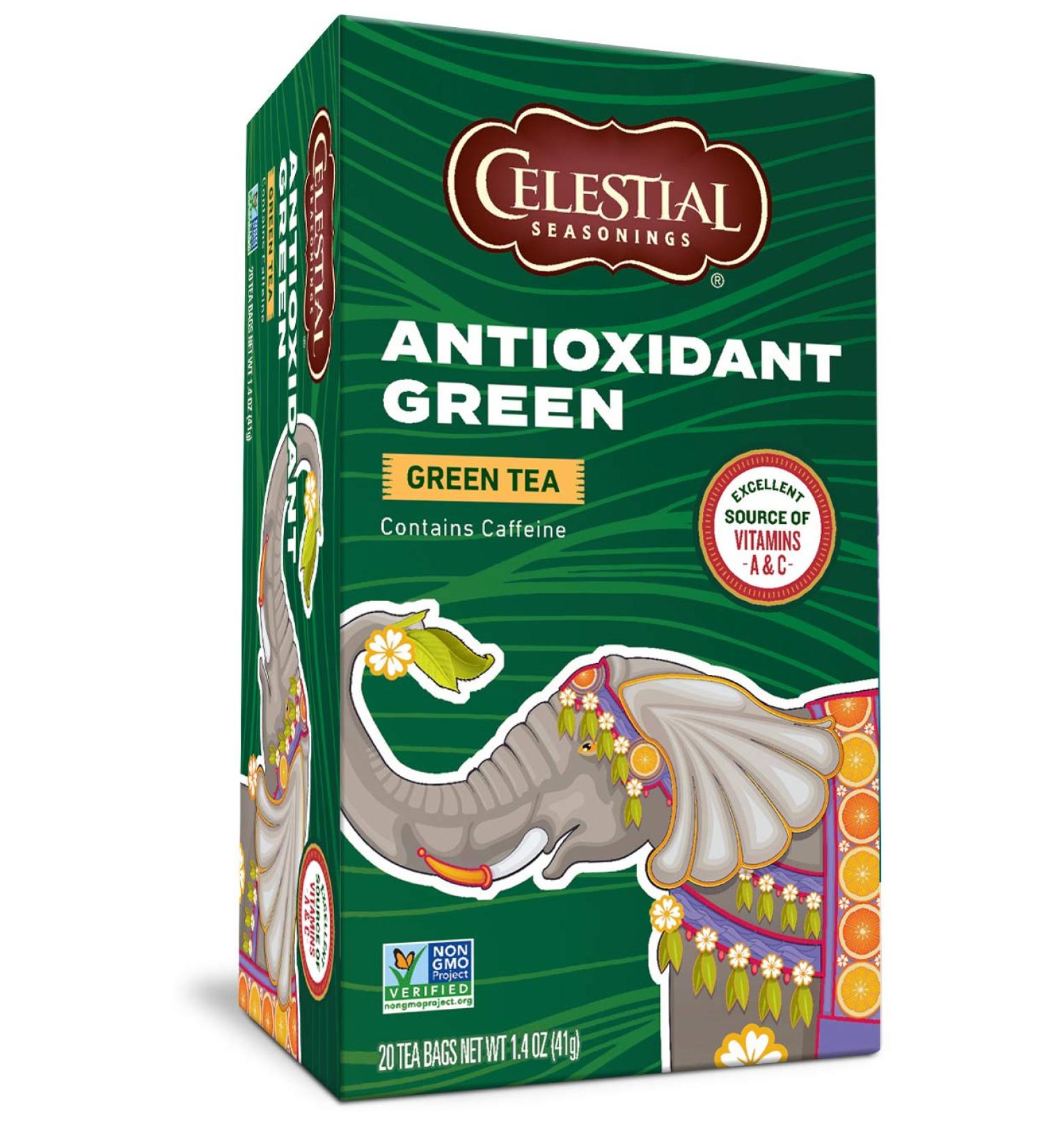 Celestial Seasonings Green Antioxidant Tea - Caffeinated - 20 Tea Bags (Pack of 6) - Buy Online on GoSupps.com