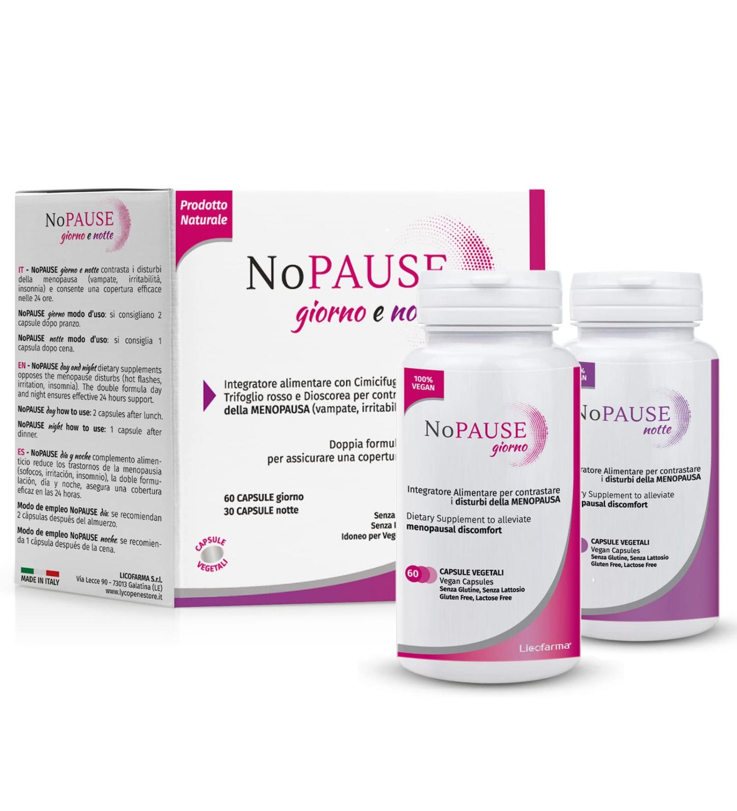  Licofarma NoPause Day & Night Supplement for the Well-being of Women in Menopause. Soy-free formula. Double format 60+30 capsules. - Buy Online on GoSupps.com