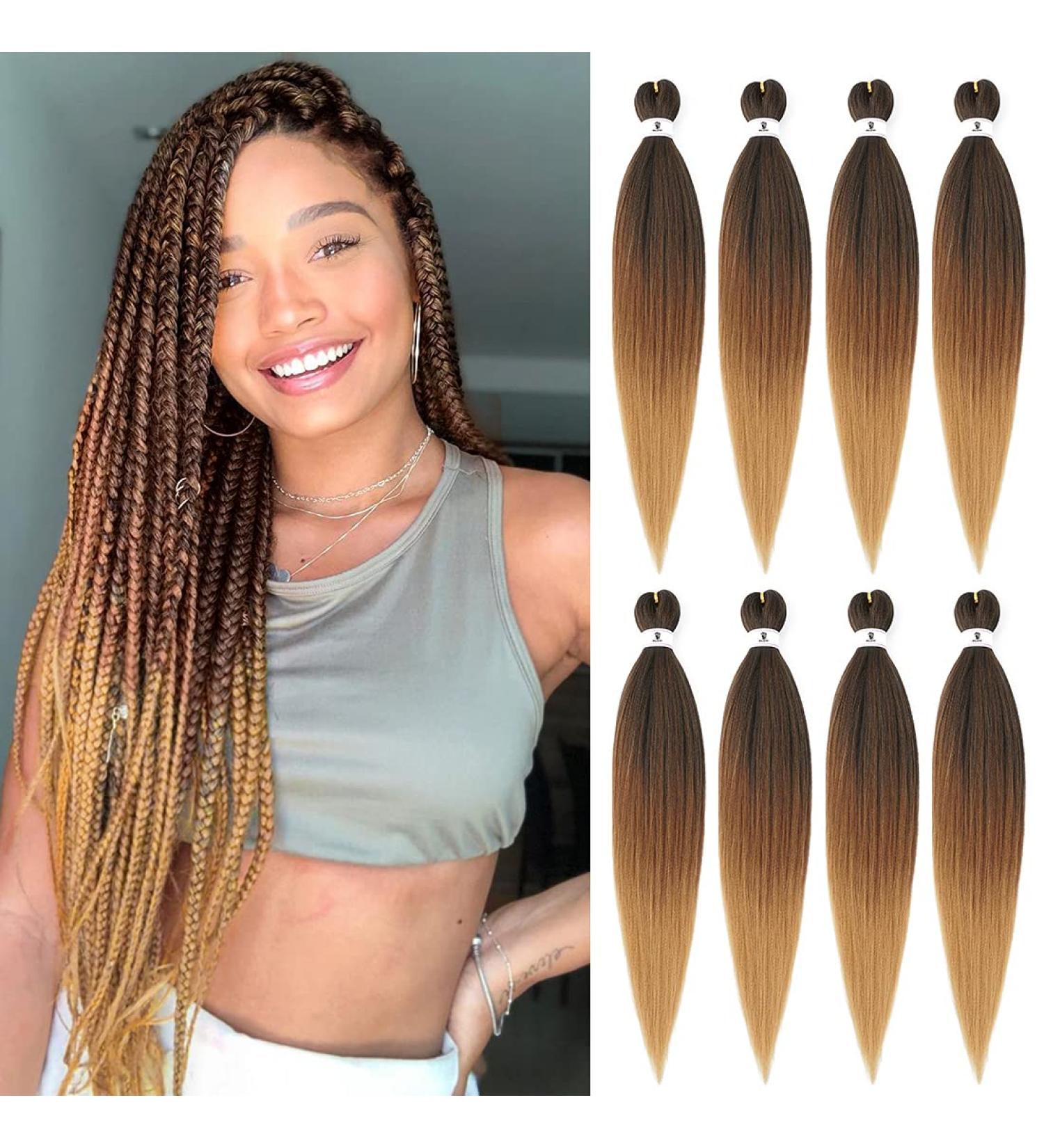 Pre Stretched Ombre Braiding Hair 26 Inch - 8 Packs Kanekalon Extensions in Ombre Colors (1B-30-27) - Buy Online on GoSupps.com