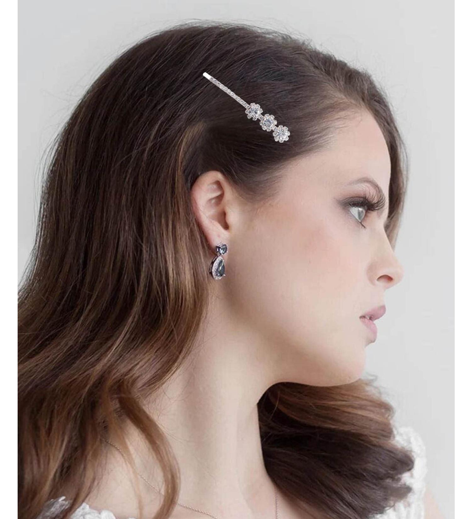 Wendalern Boho Crystal Flower Hairpin Gold Crystal Hair Barrette Rhinestone Bobby Pin Crystal Wedding Hair Clip Barrette Bride Flower Hairpin Headpieces Decorative Hair Accessories for Women and Girls - Buy Online on GoSupps.com