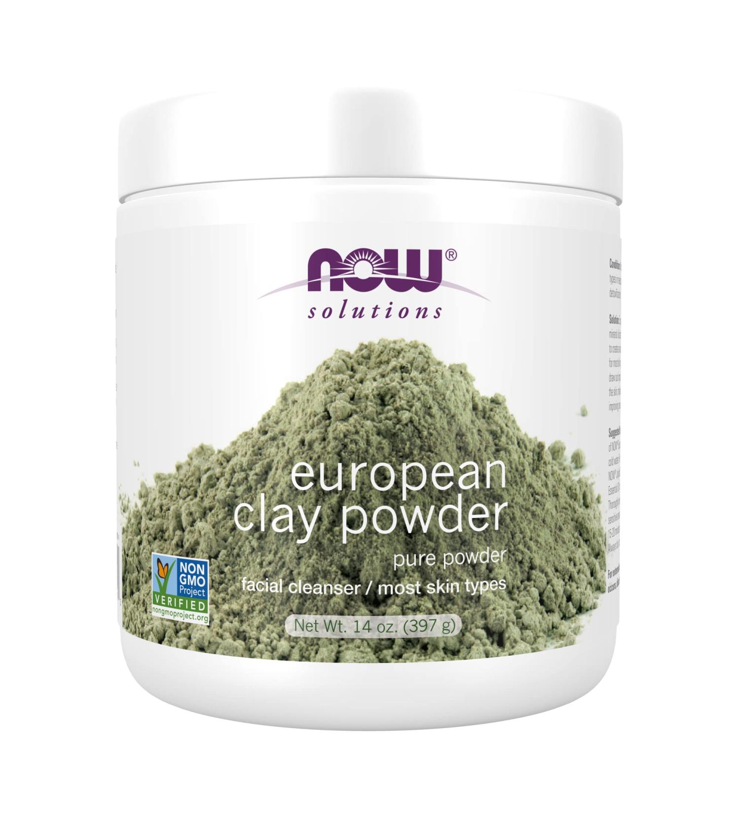 Now Foods European Clay Powder 14 oz - Natural Skin Detox & Beauty Treatment - Buy Online on GoSupps.com
