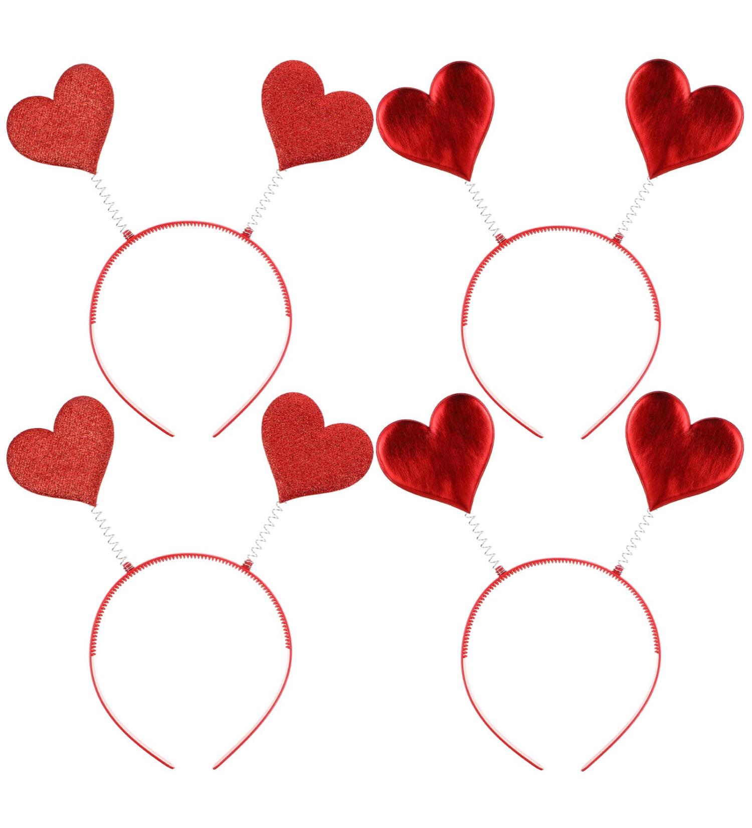 Minkissy 3D Red Glitter Heart Headband - 4-Piece Hair Accessories for Valentine's Day & Weddings - Buy Online on GoSupps.com