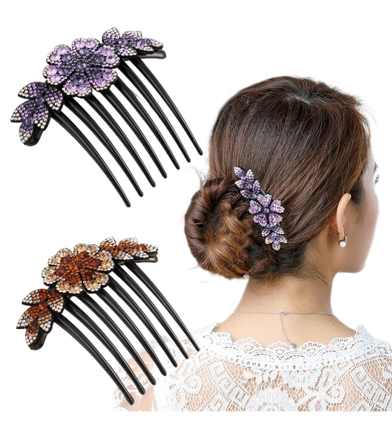 Yusier Flower Rhinestone Hair Comb Set for Women - Bridal Wedding Hair Accessories - Buy Online on GoSupps.com