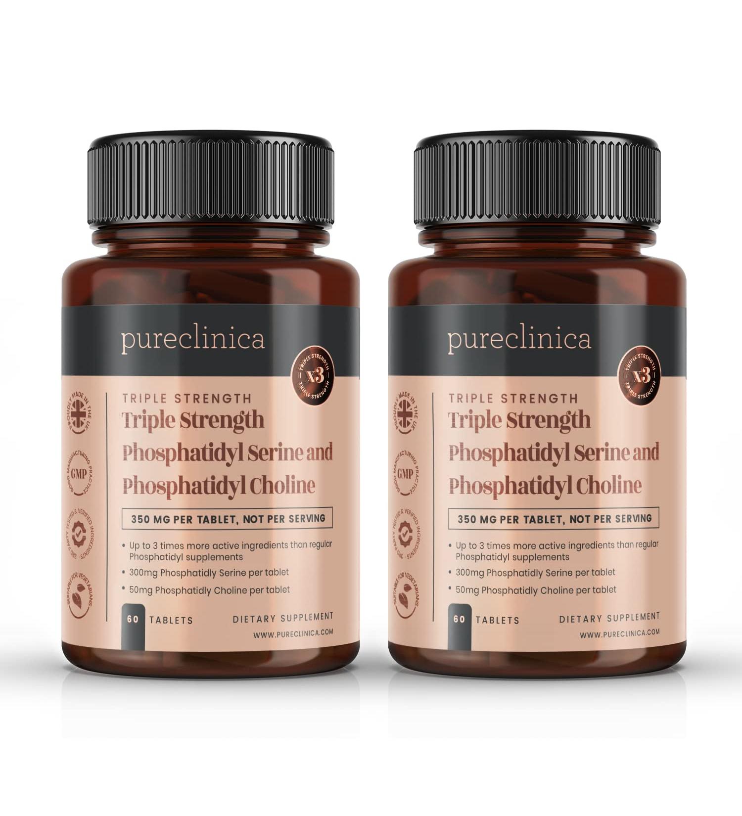 Buy Triple Strength Phosphatidylserine & Phosphatidylcholine - 120 Tablets (2 Bottles of 60) | Enhance Cognitive Function & Memory | International Shipping Available - Buy Online on GoSupps.com