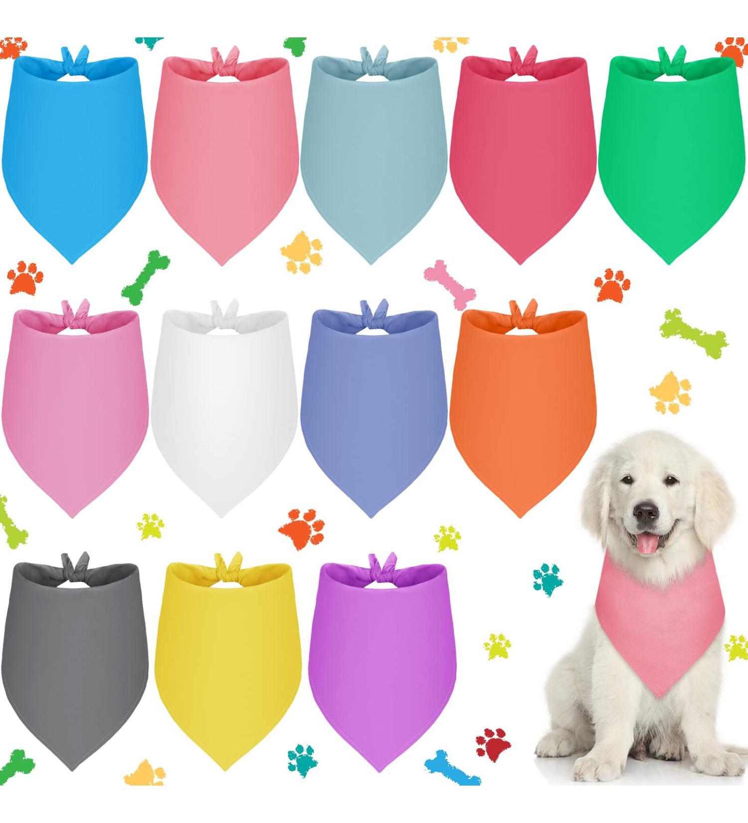 12 Pcs Sublimation Dog Bandanas Bulk- Adjustable Triangle Bibs for Small Medium Pets (Fresh Color 64x43cm) - Buy Online on GoSupps.com