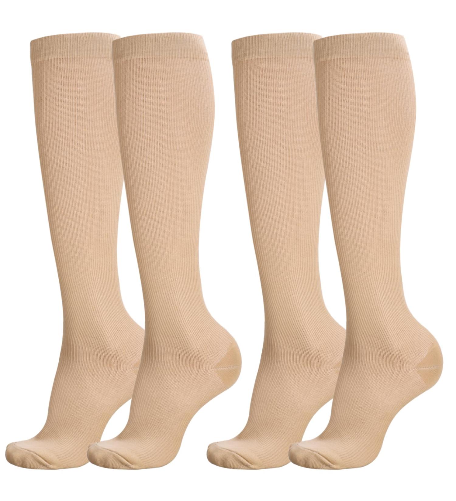 Firtink 2 Pairs Compression Socks For Women Men 20-30 Mmhg Knee High Socks Varicose Veins Socks Surgical Compression Socks For Nursing Pregnancy Flight Sports Travel - Buy Online on GoSupps.com