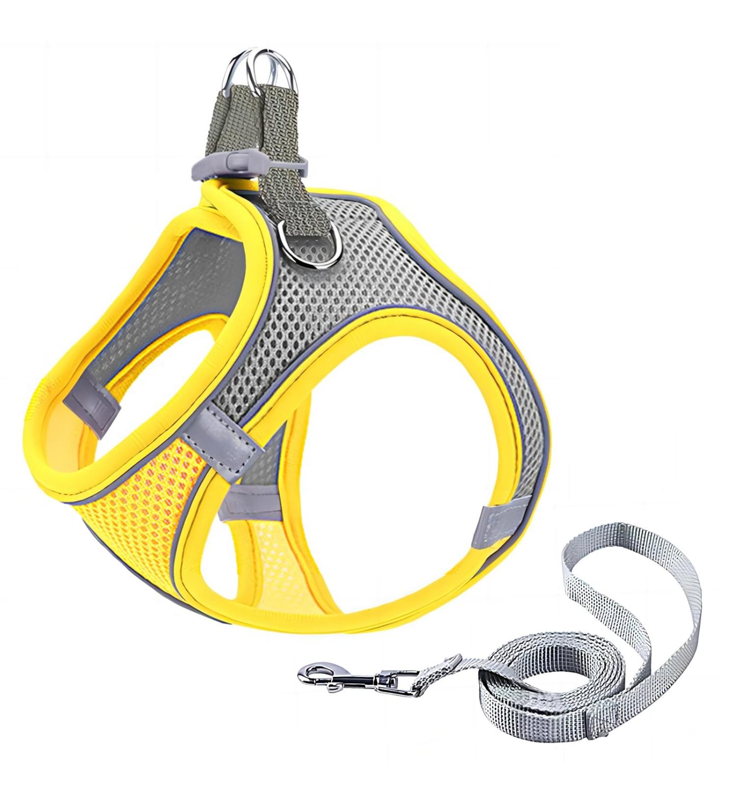 Buy Giapinst No Pull Dog Harness for Small Dogs | Adjustable & Breathable XS Dog Harness in Yellow & Gray - Buy Online on GoSupps.com