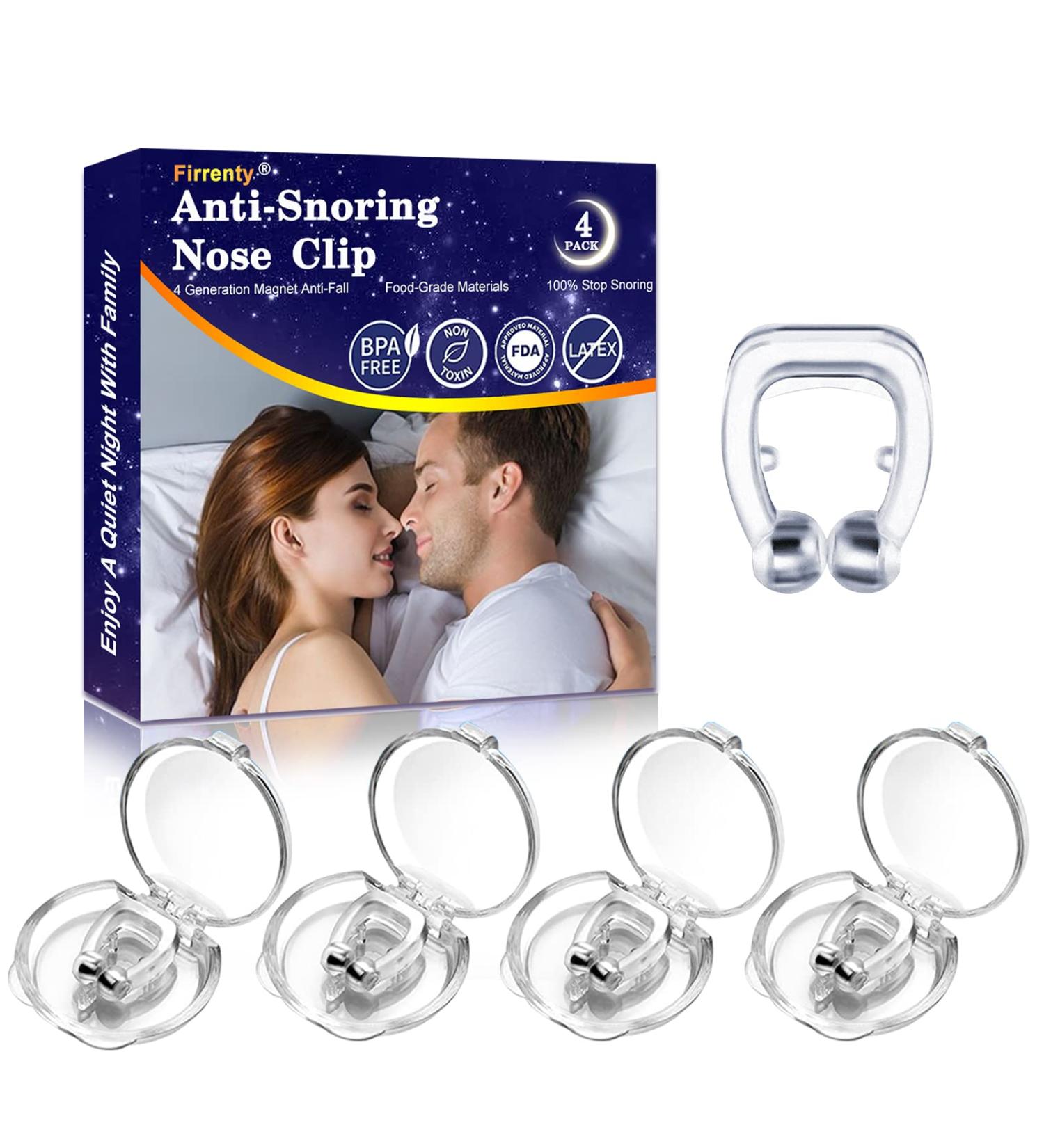 Firrenty Anti Snoring Nose Clip - 4 Pcs Silicone Magnetic Snore Stopper for Quieter Sleep - FDA Approved Anti Snore Device - Buy Online on GoSupps.com