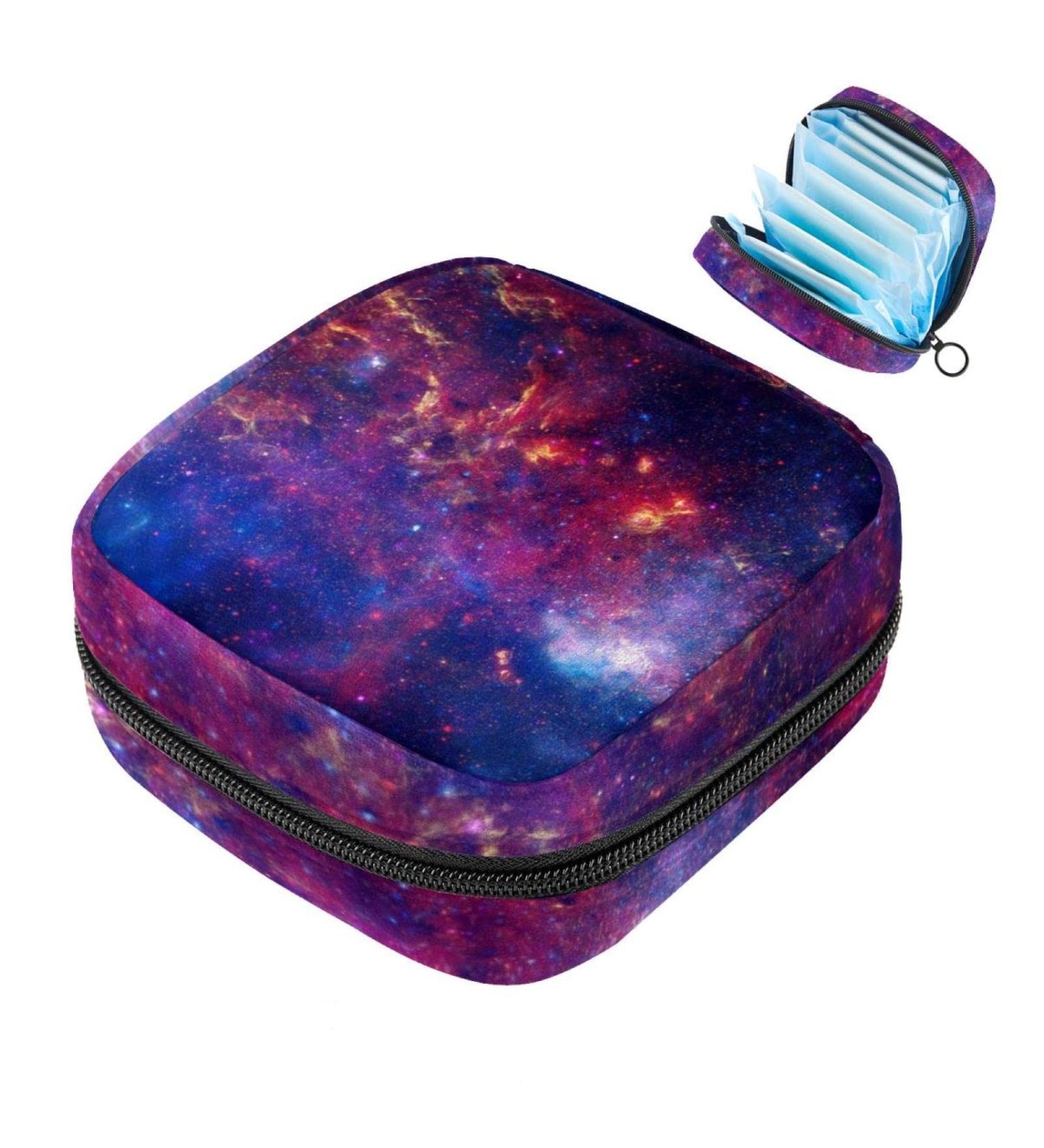 Galaxy Space Sanitary Napkin Bag - Portable Menstrual Cup Pocket with Zipper for Teens & Women - Eco-Friendly & Stylish - Buy Online on GoSupps.com