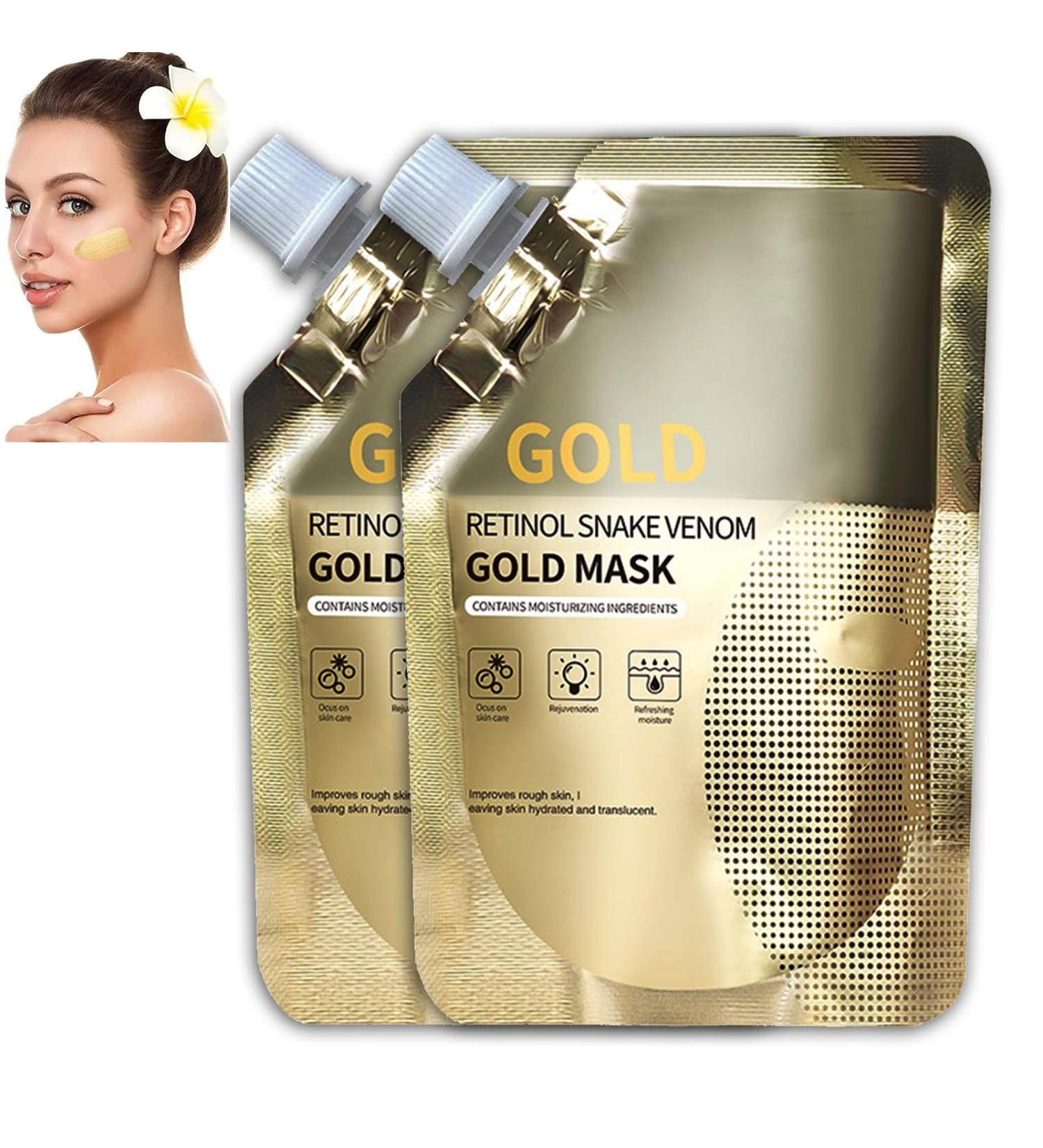 Retinol Snake Venom Gold Mask Anti-Aging Gold Face Mask Deeply Cleans Moisturizing Skin New Gold Mask Rejuvenating Gold Peel Off Mask Dry Skin(2pc) - Buy Online on GoSupps.com