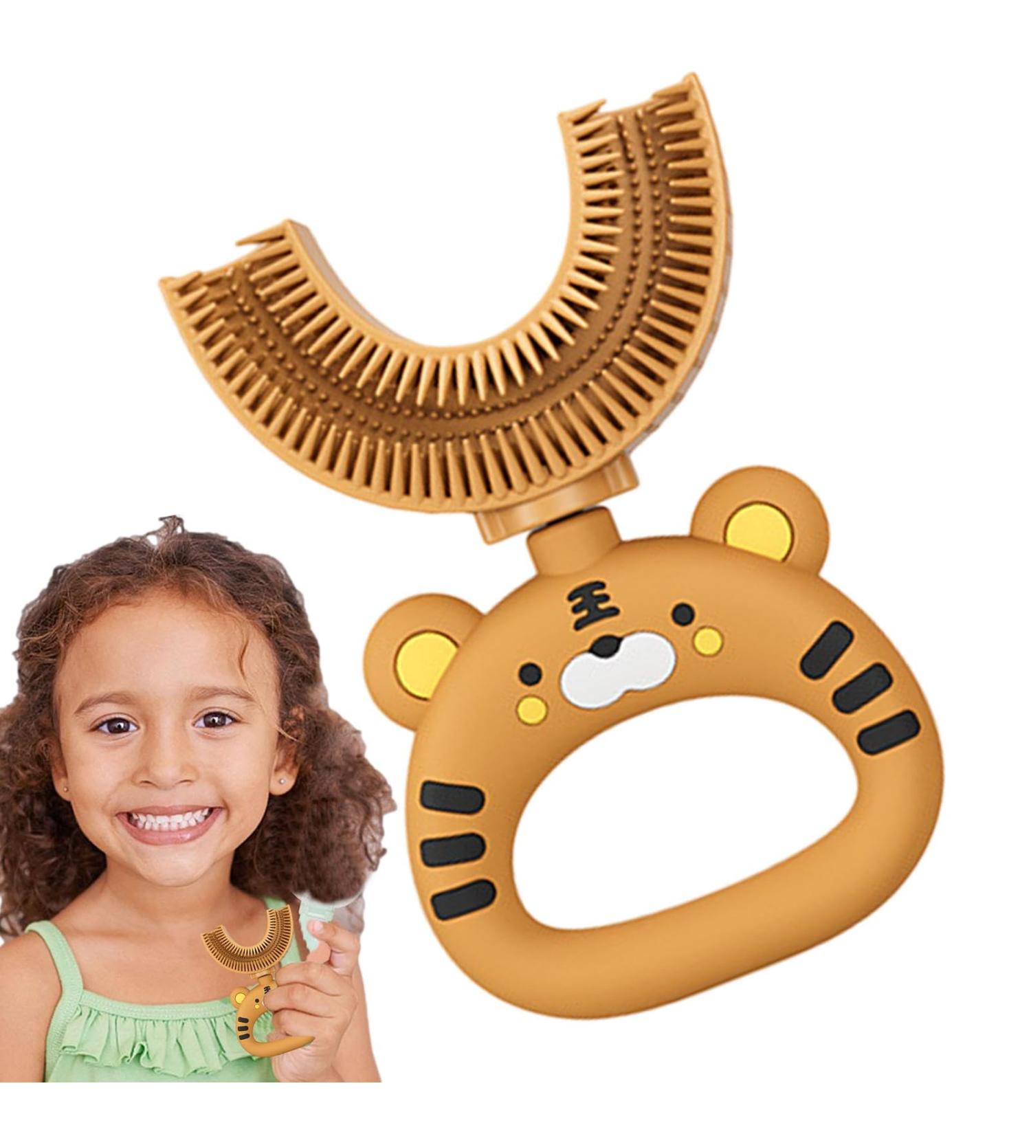 DRANG U-Shaped Children's Toothbrush | Soft Silicone Brush Head for 360-Degree Cleaning | Child-Friendly Manual Toothbrush - Shop Internationally! - Buy Online on GoSupps.com