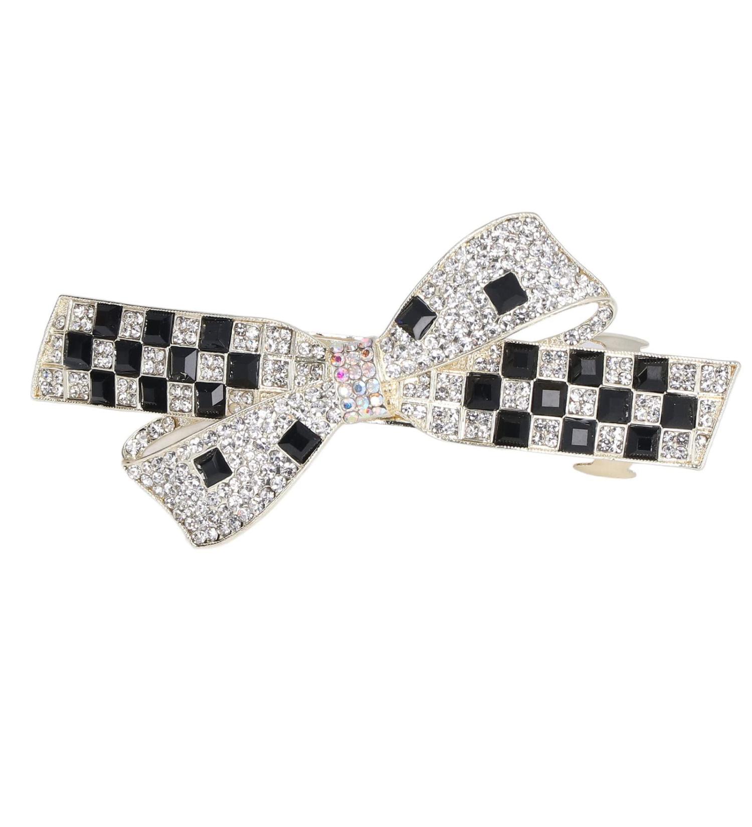 Shop Strass Hair Clips - Black & White Checkerboard Bowknot Ponytail Hairpins for Women & Girls - Stylish Hair Styling Tools - Buy Online on GoSupps.com