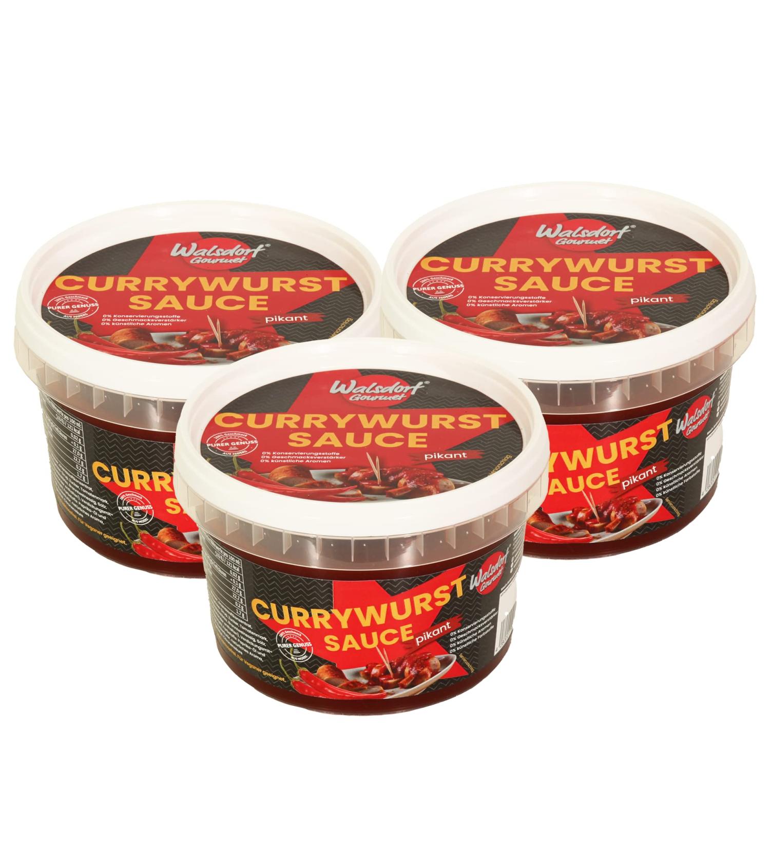 Walsdorf Gourmet Currywurst Sauce 3x500g - Vegan High-Quality Curry Ketchup Without Flavor Enhancers - Buy Online on GoSupps.com