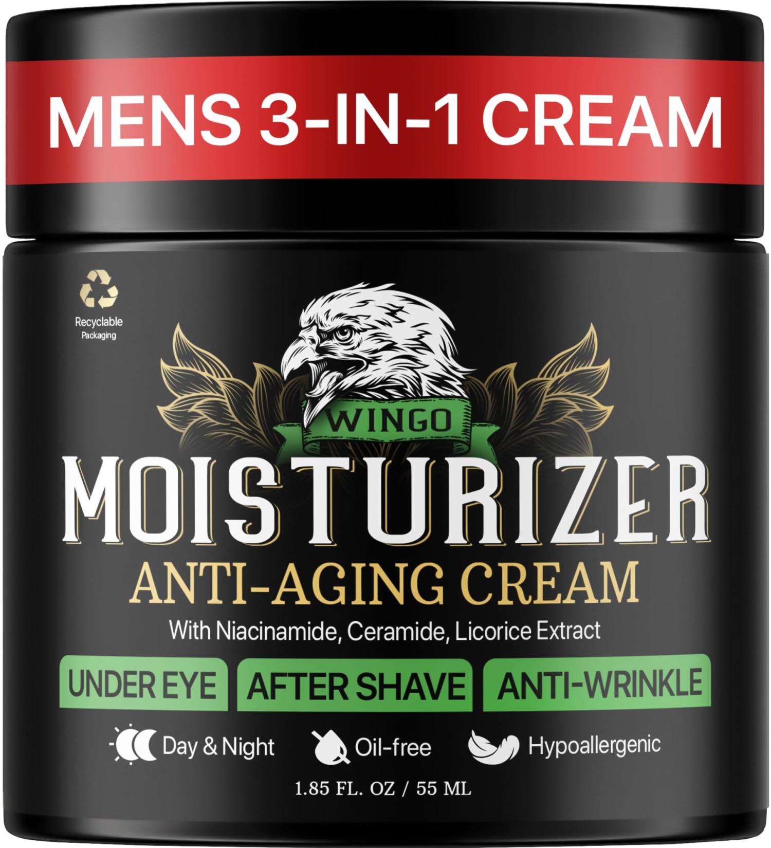 Viva Lab Mens Face Moisturizer Anti-Aging Cream - Lightweight After Shave Lotion for Men - Day & Night Hydrating Skin Care with Niacinamide Collagen Ceramides - Fast-Absorbing Non-Greasy 1.85oz - Buy Online on GoSupps.com