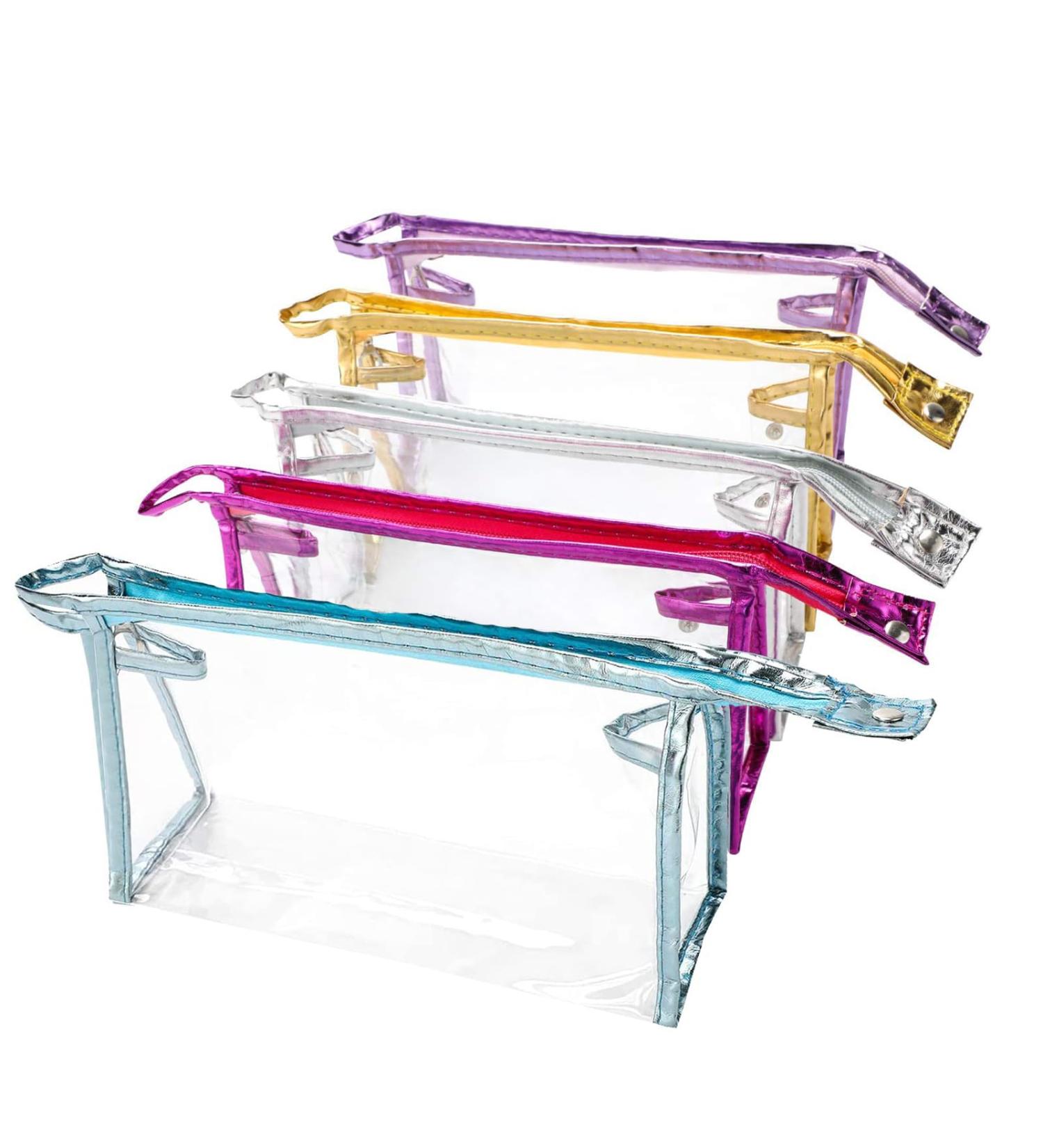 QKURT 5 Pack Waterproof Cosmetic Bags | Clear Makeup Pouch for Travel & Bathroom | Portable PVC Organizers - Buy Online on GoSupps.com