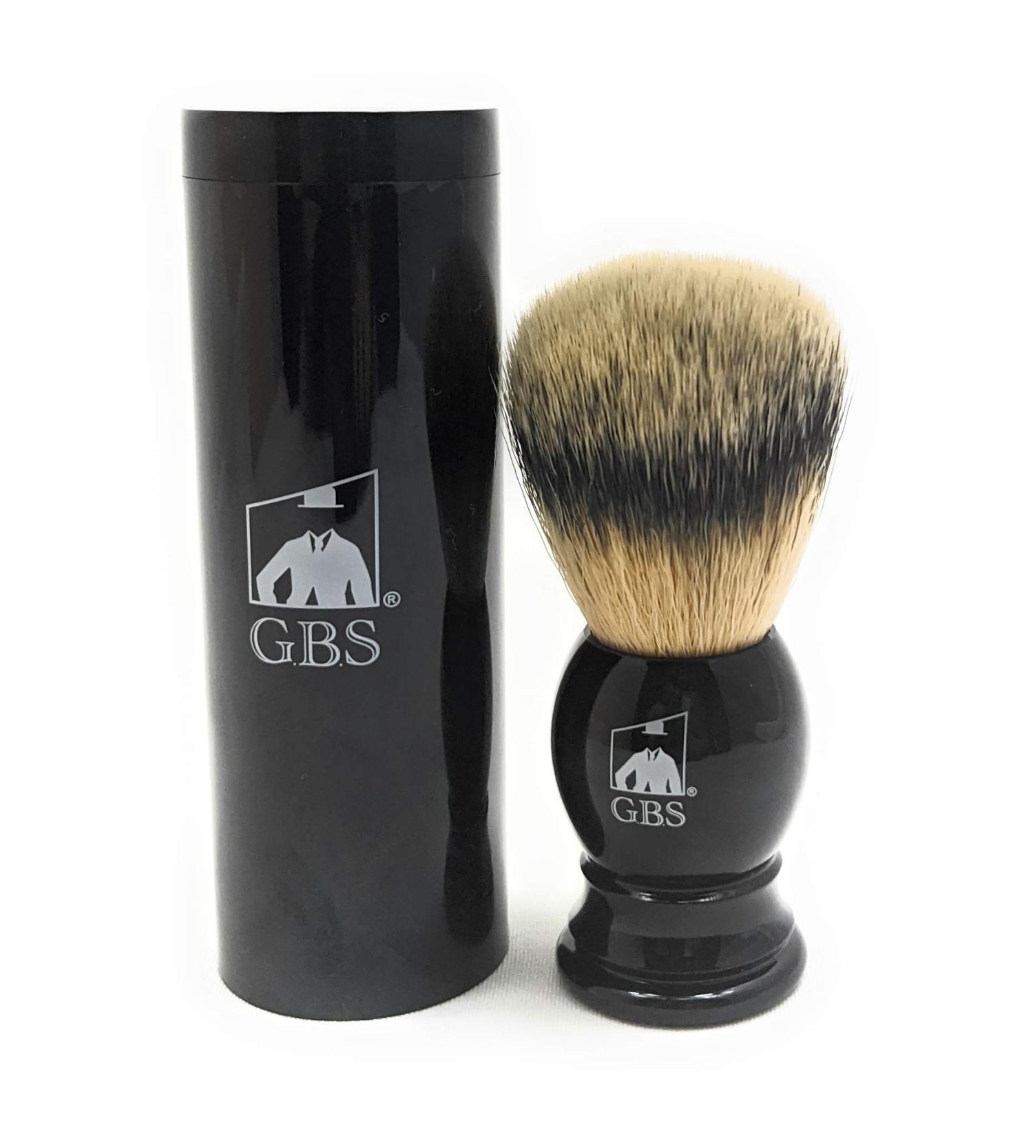 GBS 21mm Vegan Synthetic Shaving Brush with Travel Canister - Black Handle - Perfect Addition to Wet Shaving Set - Buy Online on GoSupps.com