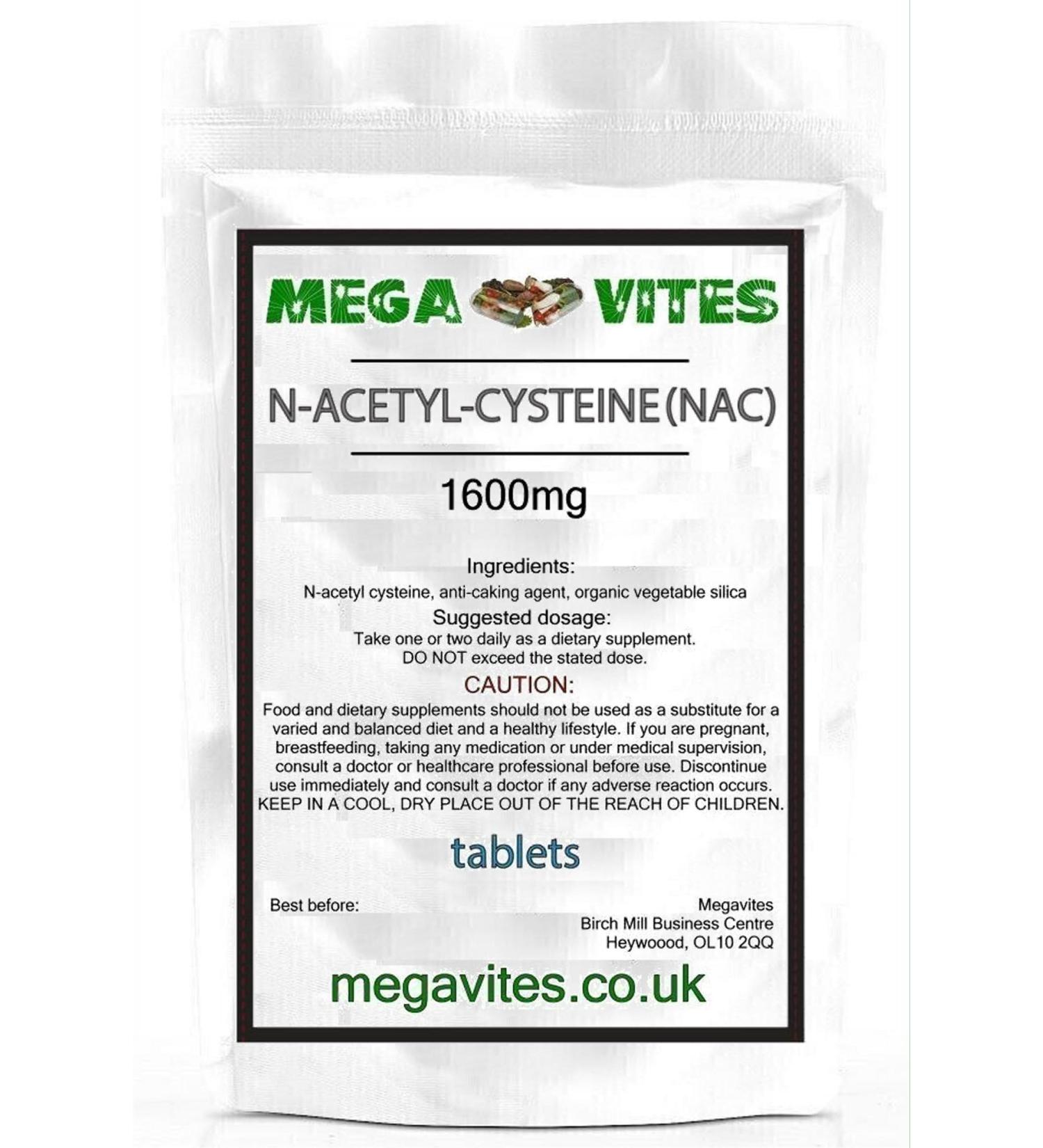 N-Acetyl CYSTEINE (NAC) 1600mg Tablets x 120 - MEGAVITES AMINOLAB