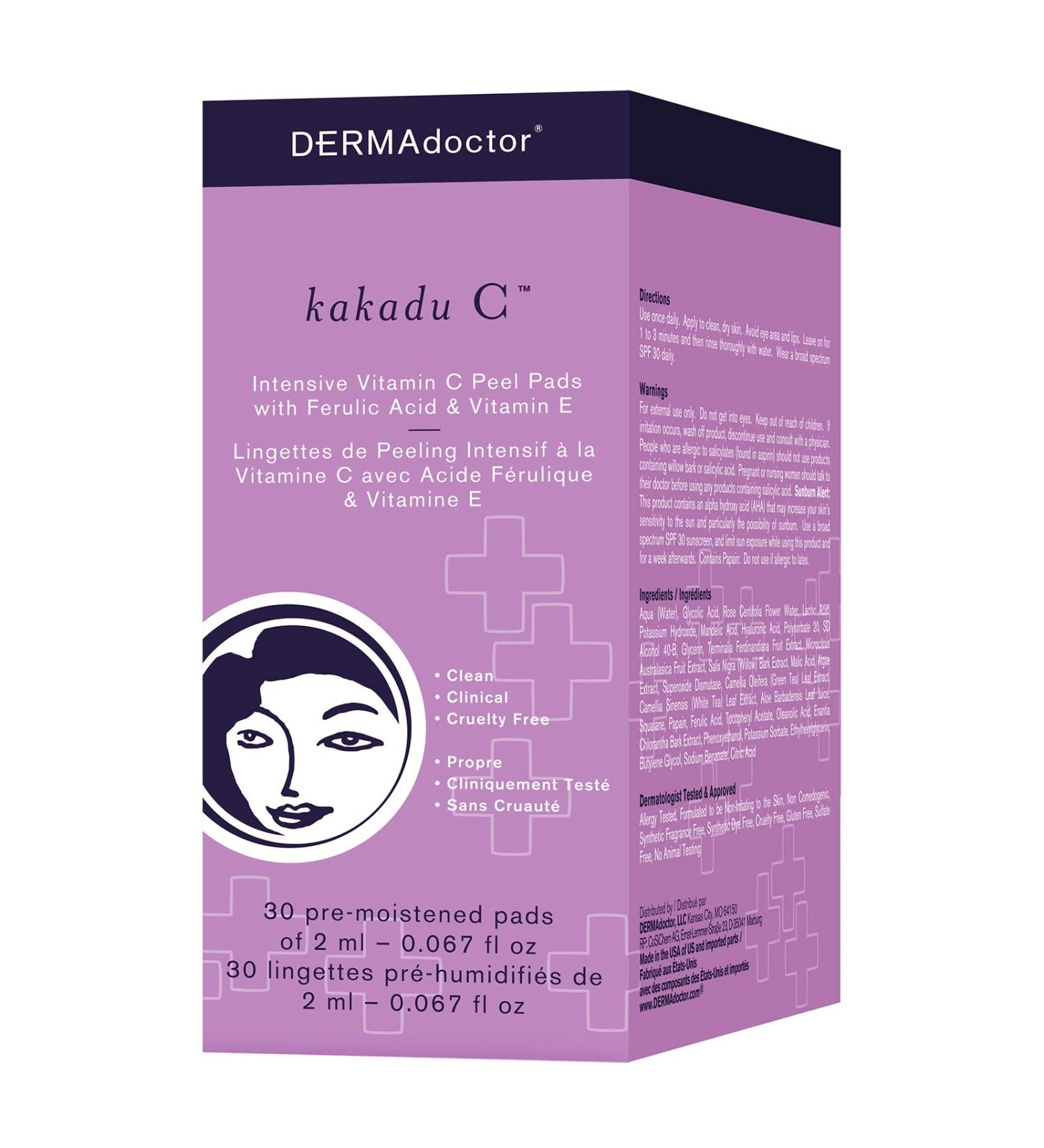 Buy DERMAdoctor Kakadu C Intensive Vitamin C Peel Pad - 30 Count | Brightening Exfoliating Pads for Radiant Skin | International Shipping Available - Buy Online on GoSupps.com