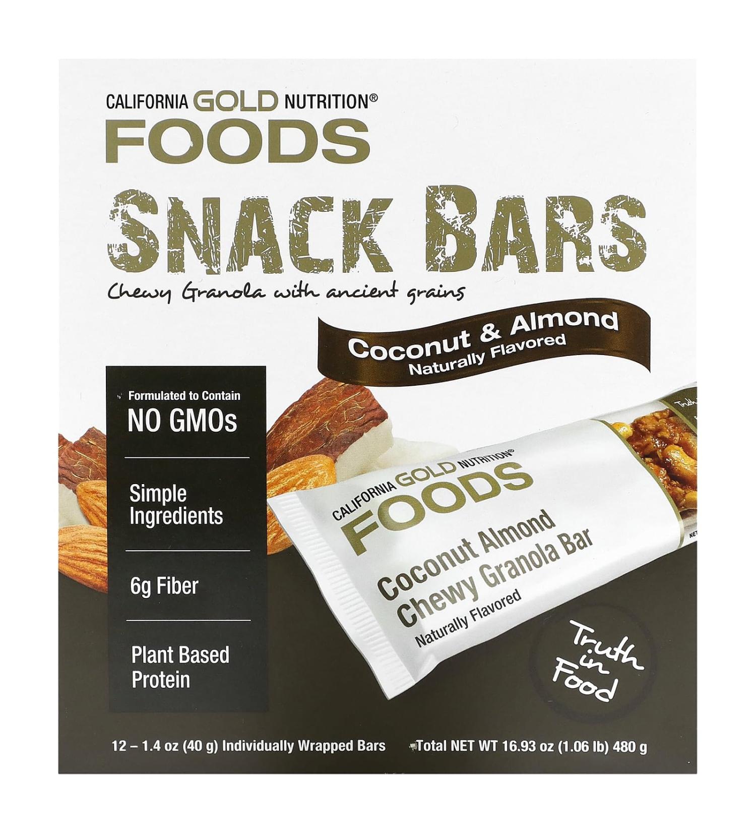 California Gold Nutrition Coconut Almond Chewy Granola Bars - 12 Pack (1.4 oz Each) - Healthy Snack | International Shipping Available - Buy Online on GoSupps.com