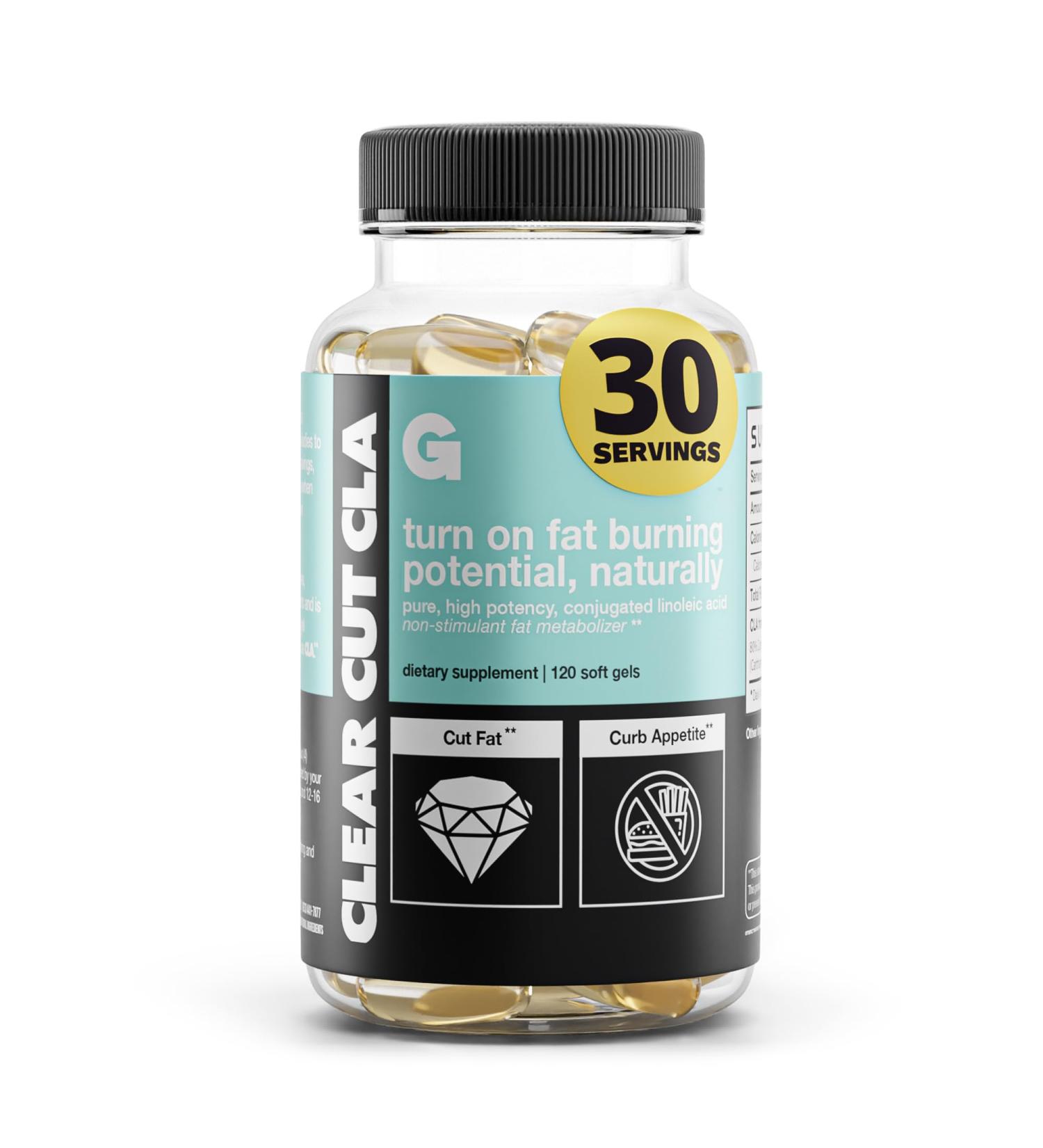 Gains in Bulk Clear Cut CLA Pure Conjugated Linoleic Acid Supplements for Men & Women to Support Body Composition & Fitness Goals Gluten Free Vegan Non GMO 1000 MG per Capsule 30 Servings - Buy Online on GoSupps.com