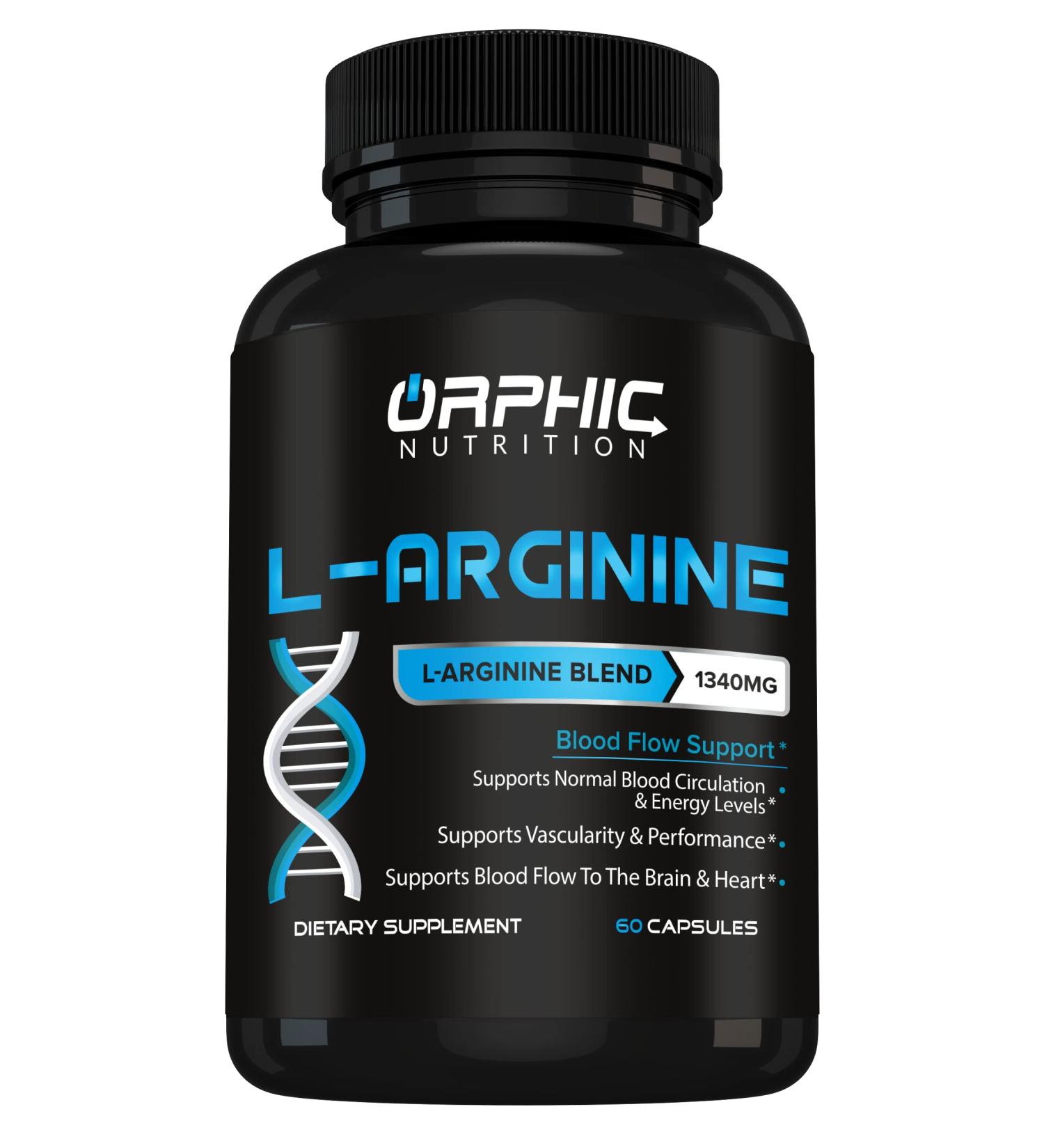 Extra Strength L Arginine Supplement for Muscle Health, Exercise Performance, Vascularity, and Heart Health - 60 Caps - Buy Online on GoSupps.com