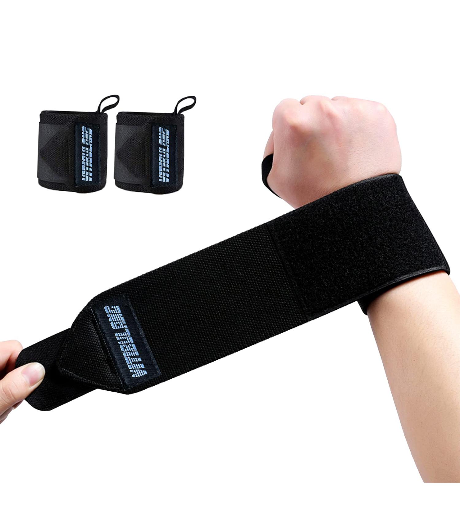 2 Pack Professional Grade Wrist Wraps for Men - Gym Wrist Support Braces 20'' - Black - Ideal for Weightlifting, Cross Training - Prevent Injuries & Enhance Workouts - Buy Online on GoSupps.com